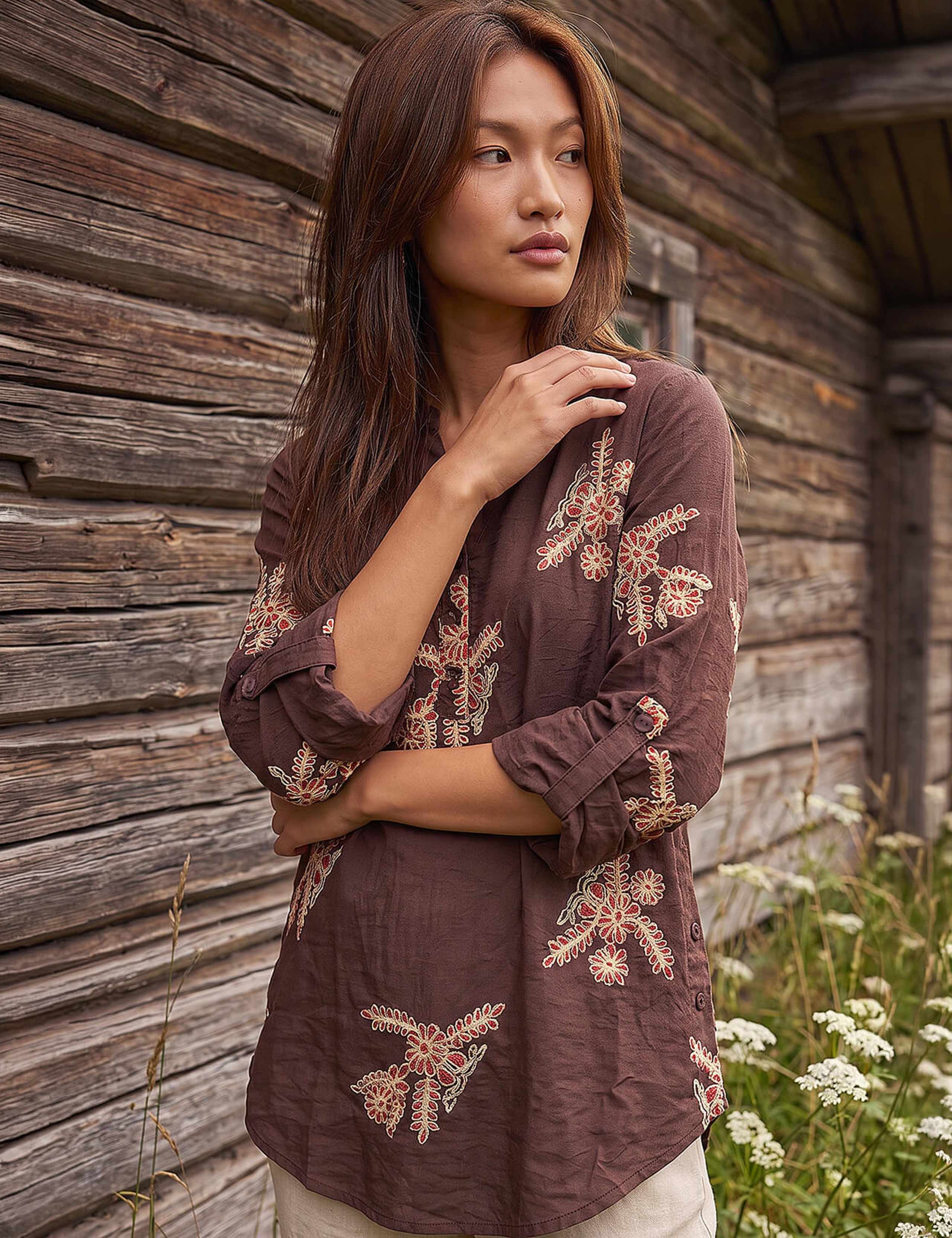 Embroidered Floral V Neck Top 3 of 4