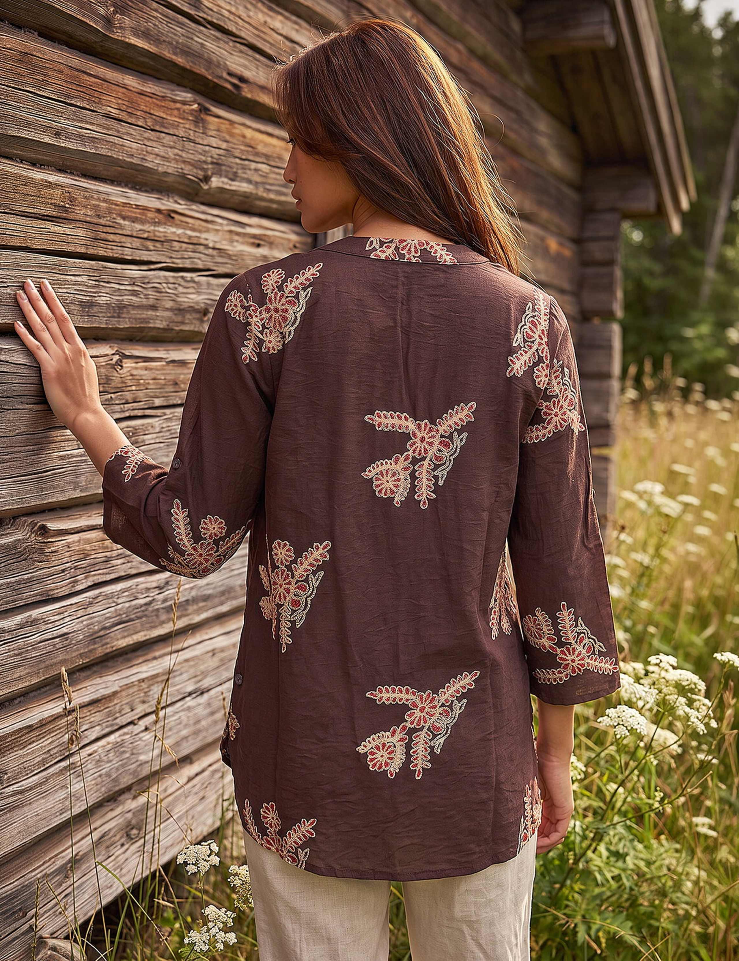 Embroidered Floral V Neck Top 4 of 4