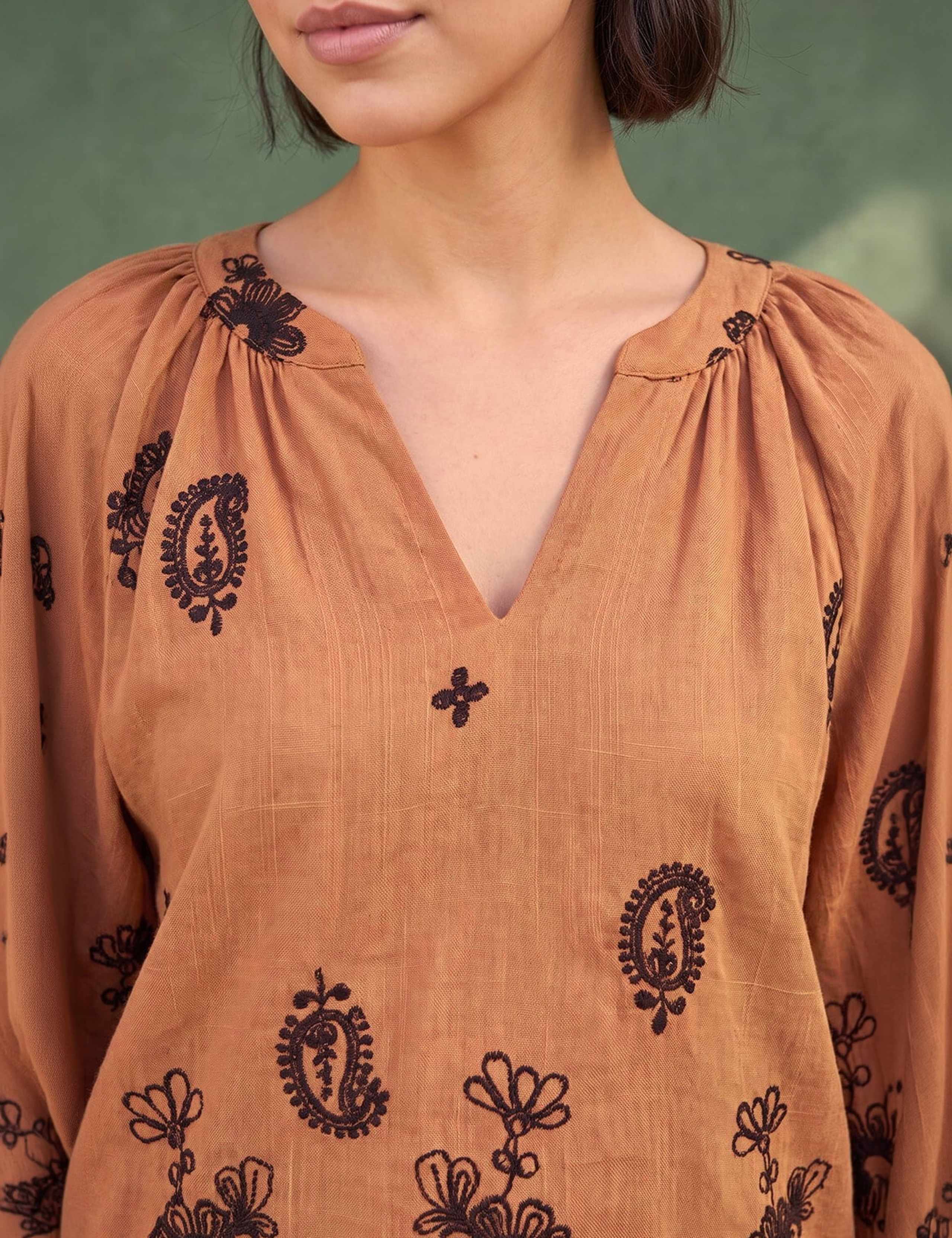 Floral Embroidered V Neck Top 3 of 4