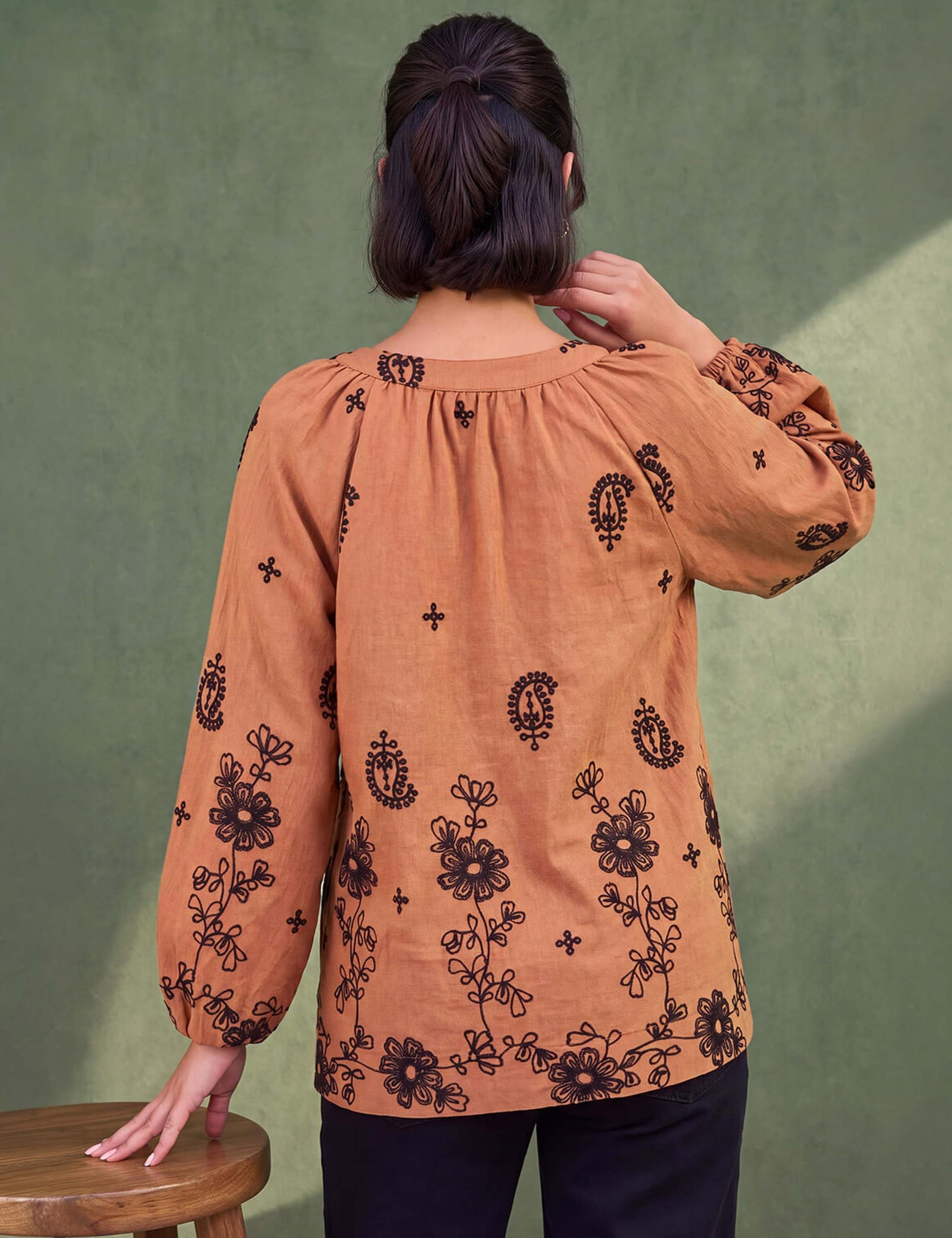 Floral Embroidered V Neck Top 4 of 4