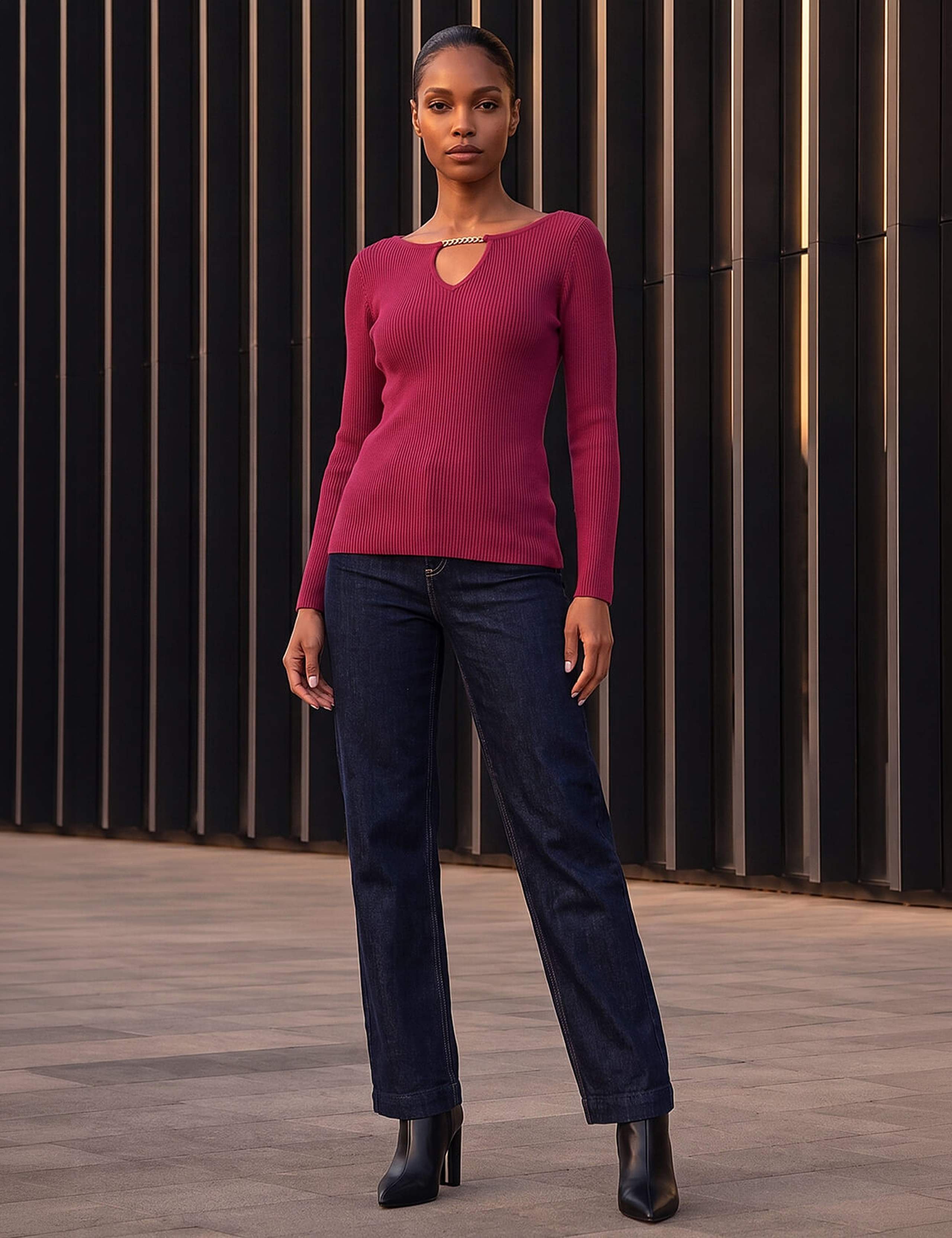 Rayon Blend Chain Neck Detail Jumper 2 of 4
