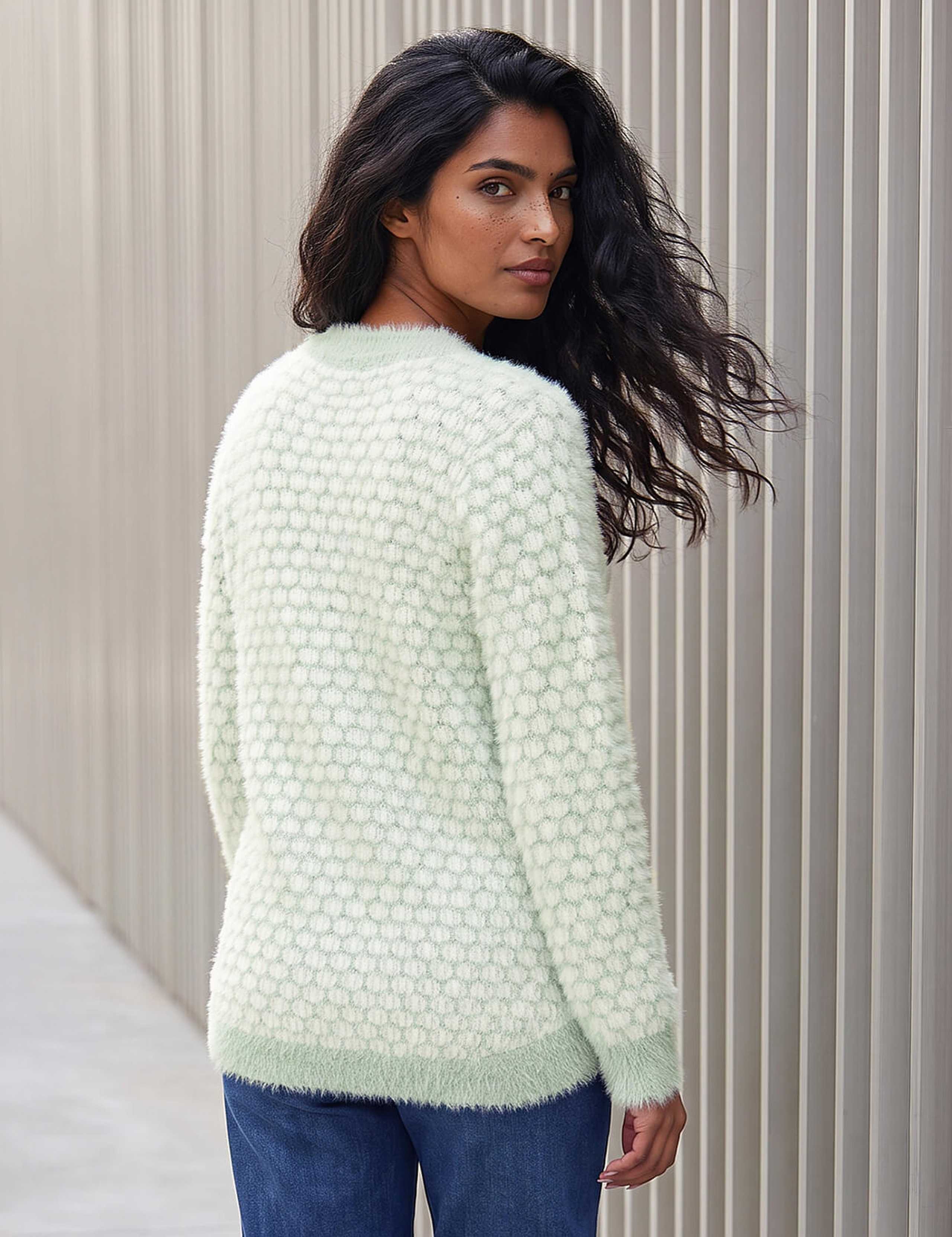Fluffy Spot Print Curved Hem Jumper 3 of 4