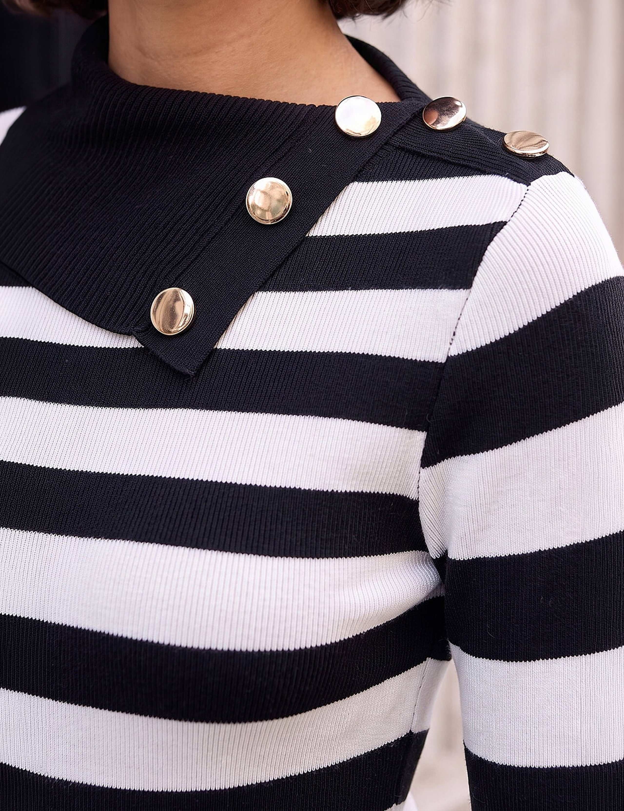 Rayon Rich Striped Button Detail Jumper 4 of 4