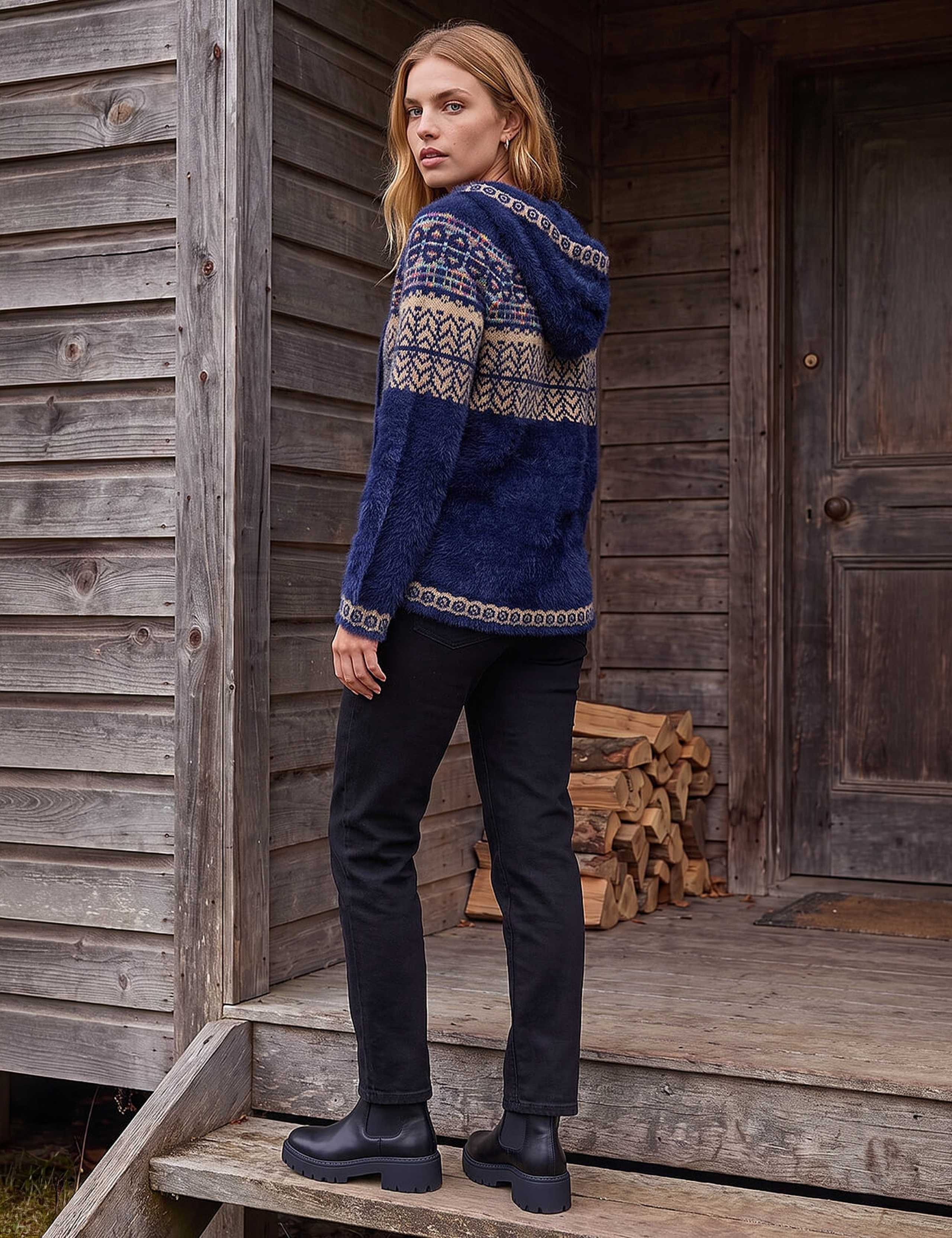 Fluffy Nordic Pattern Hooded Neck Jumper 3 of 4