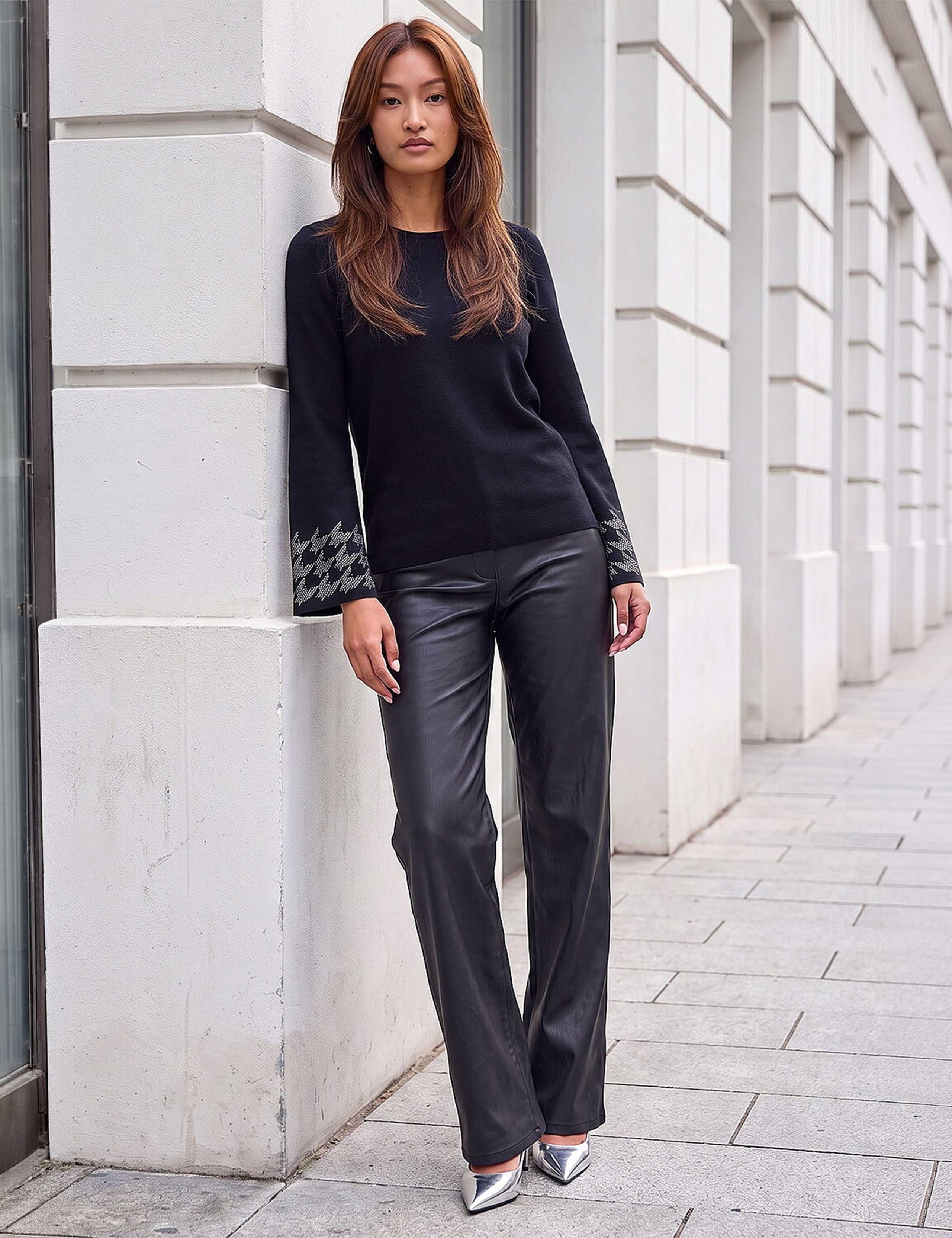 Rayon Blend Embellished Sleeve Jumper 2 of 4