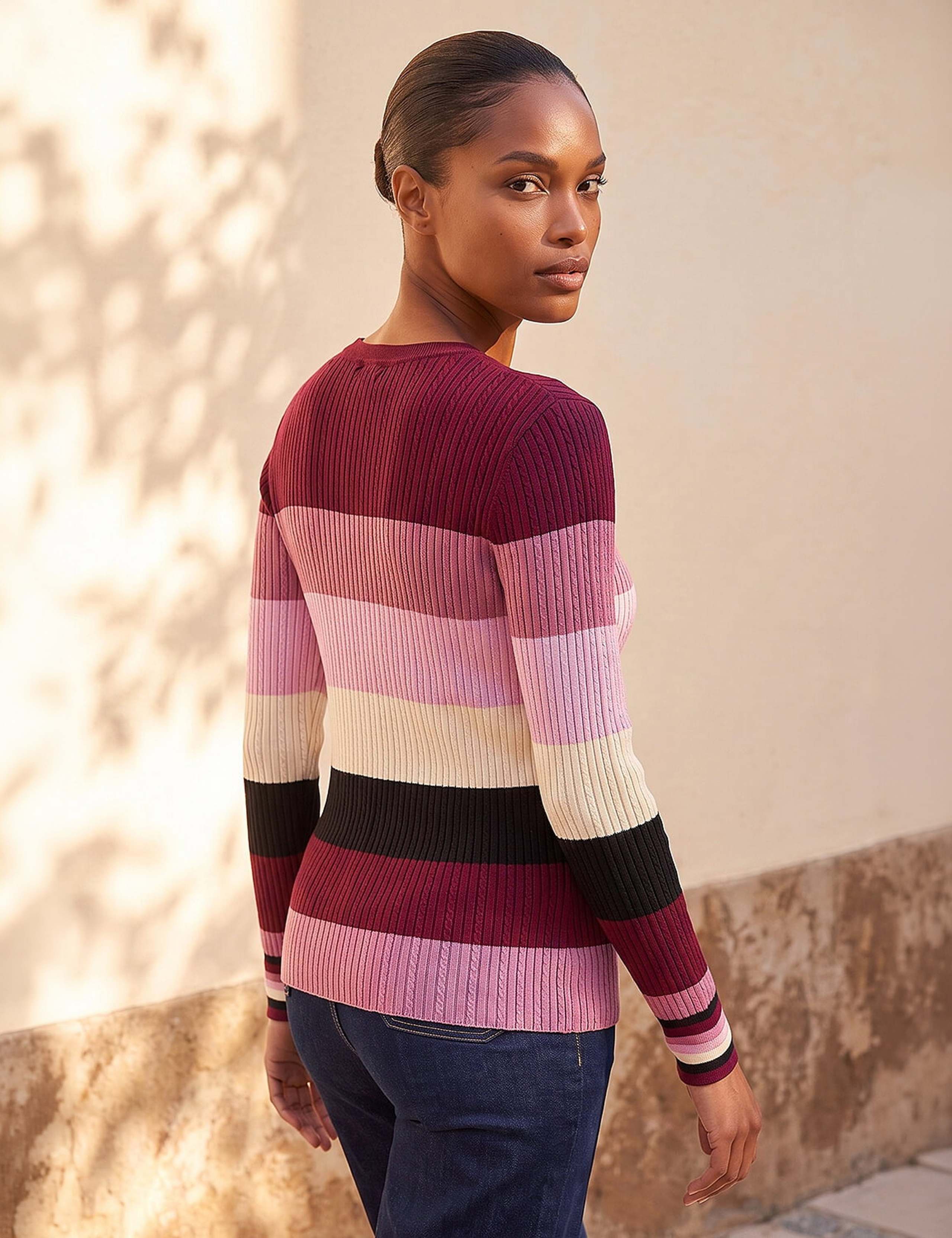 Rayon Rich Striped Scarf Detail Jumper 3 of 4