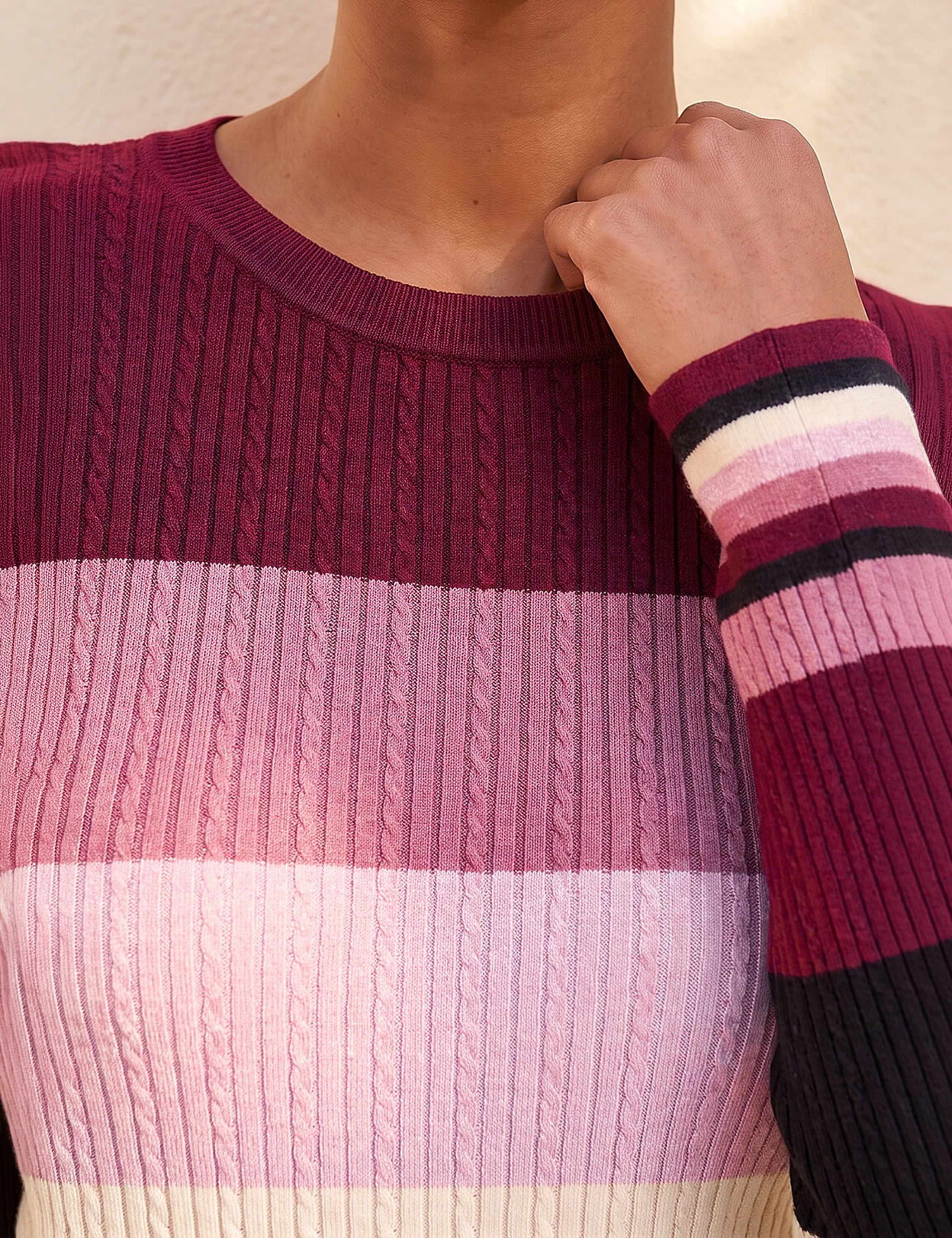 Rayon Rich Striped Scarf Detail Jumper 4 of 4