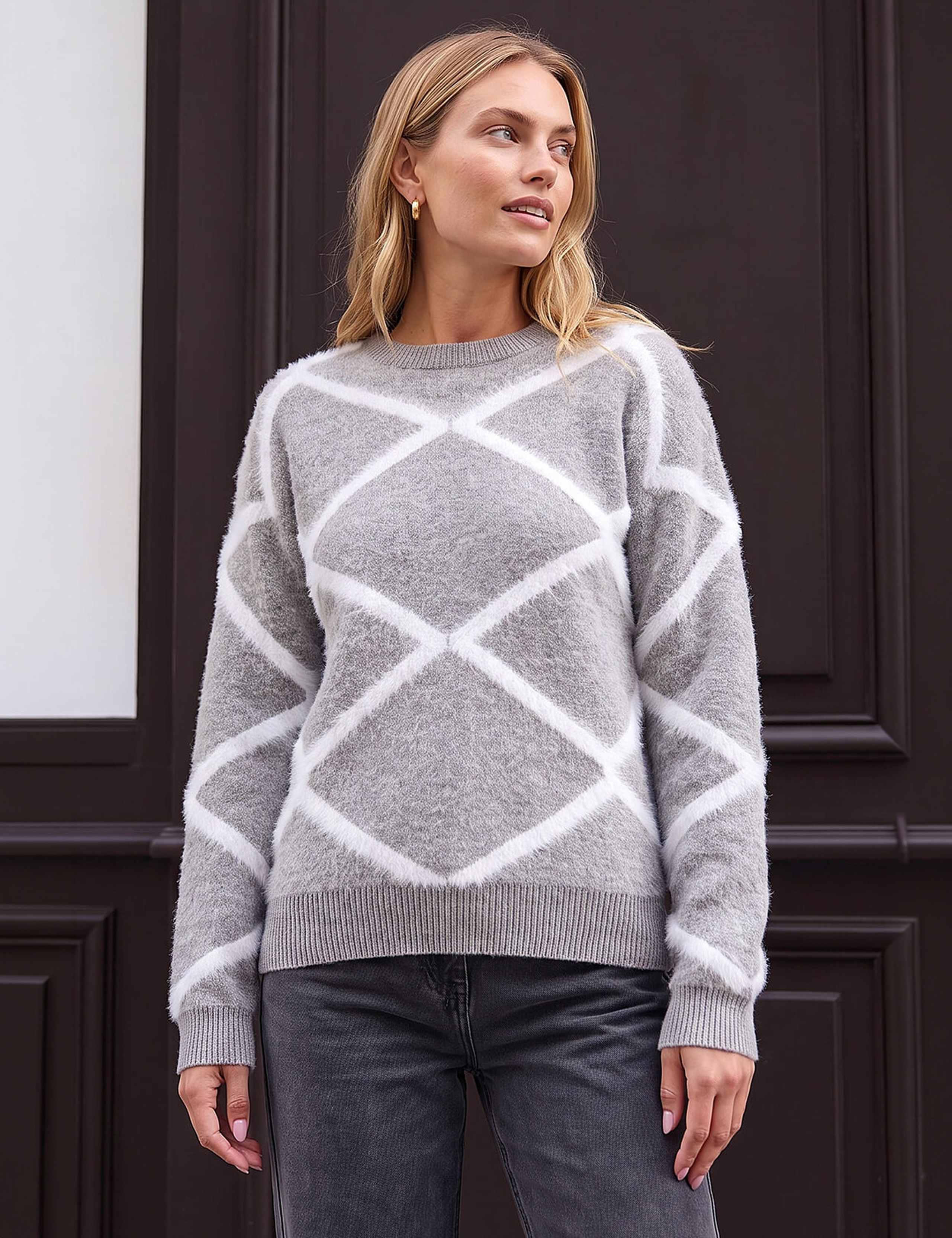 Fluffy Diamond Print Jumper 1 of 4
