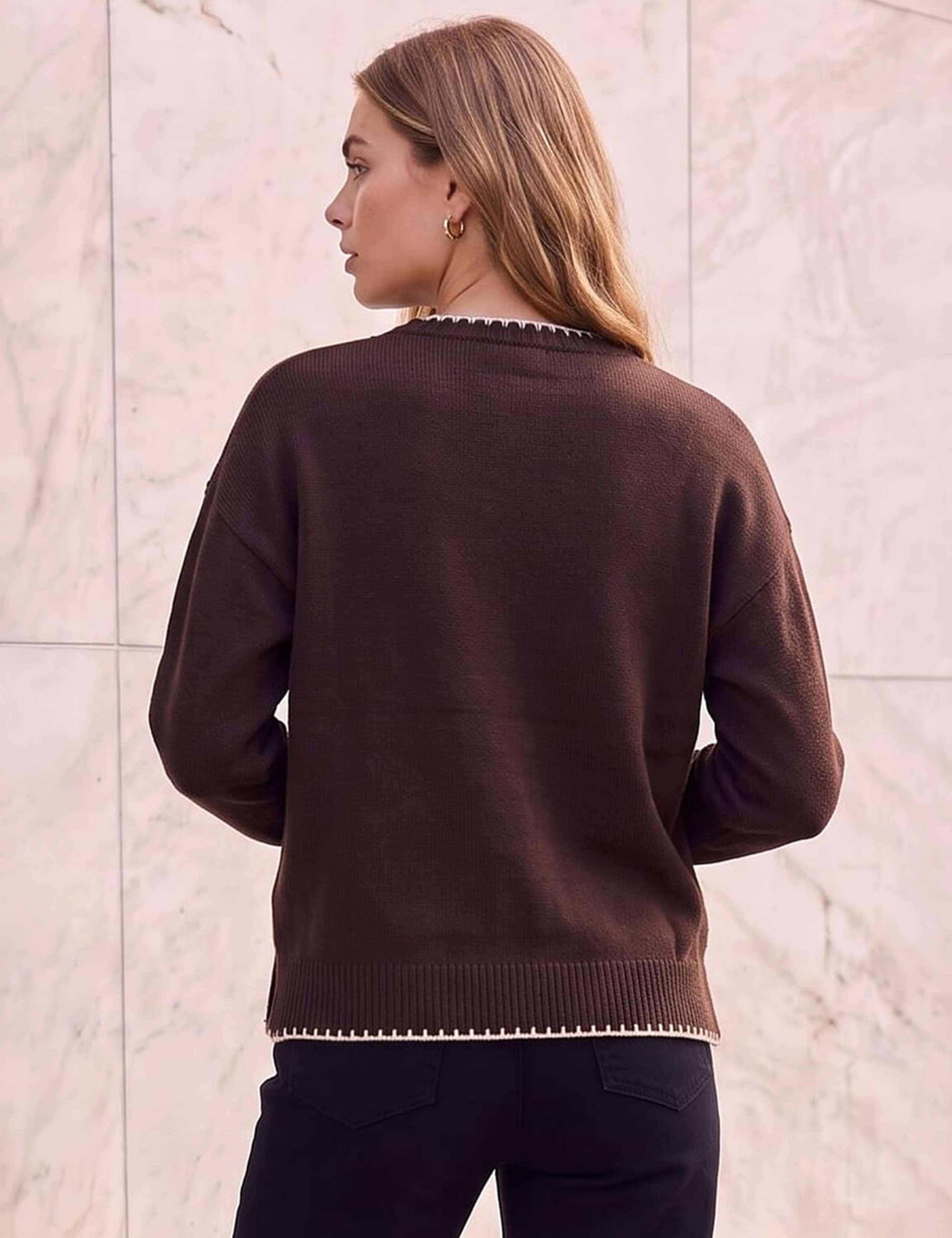 Contrast Stitch Bow Knit Jumper 2 of 4