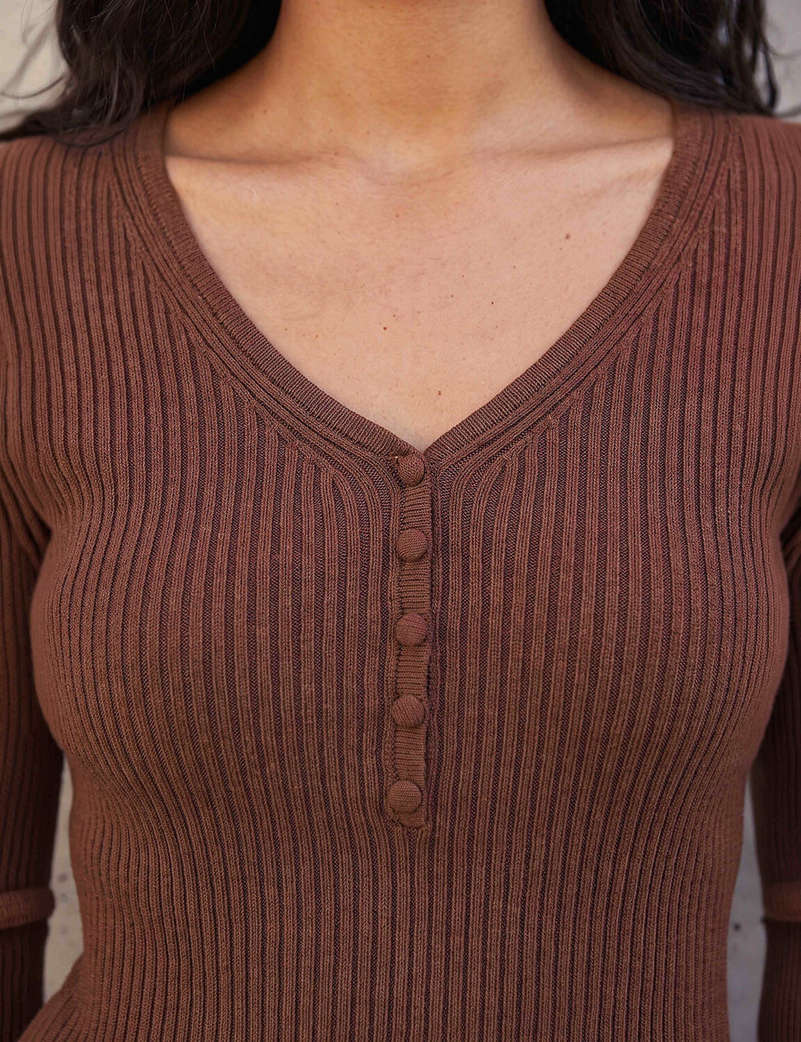 Ribbed Button Detail Knitted Top 4 of 4