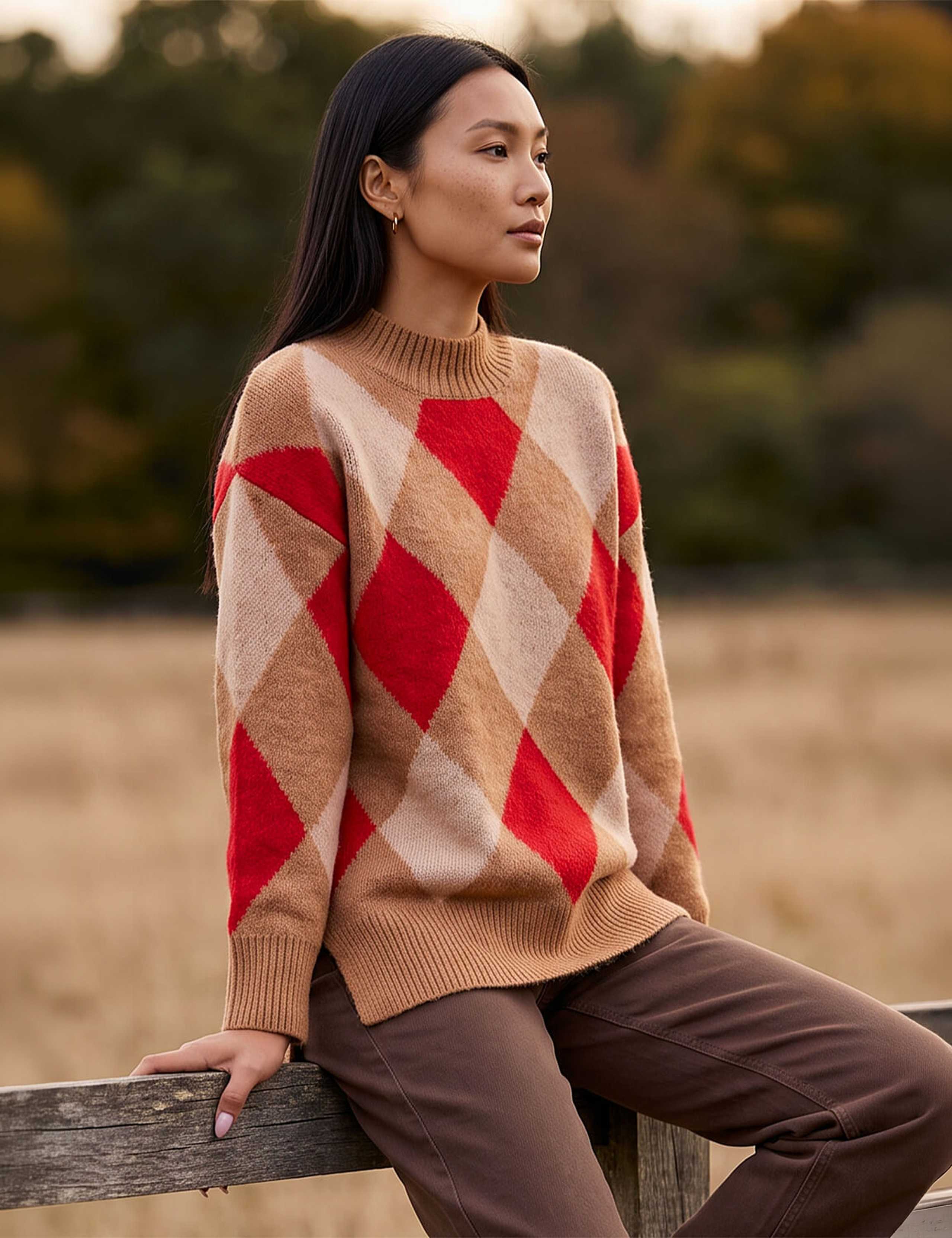 Rayon Blend Argyle Jumper 1 of 4
