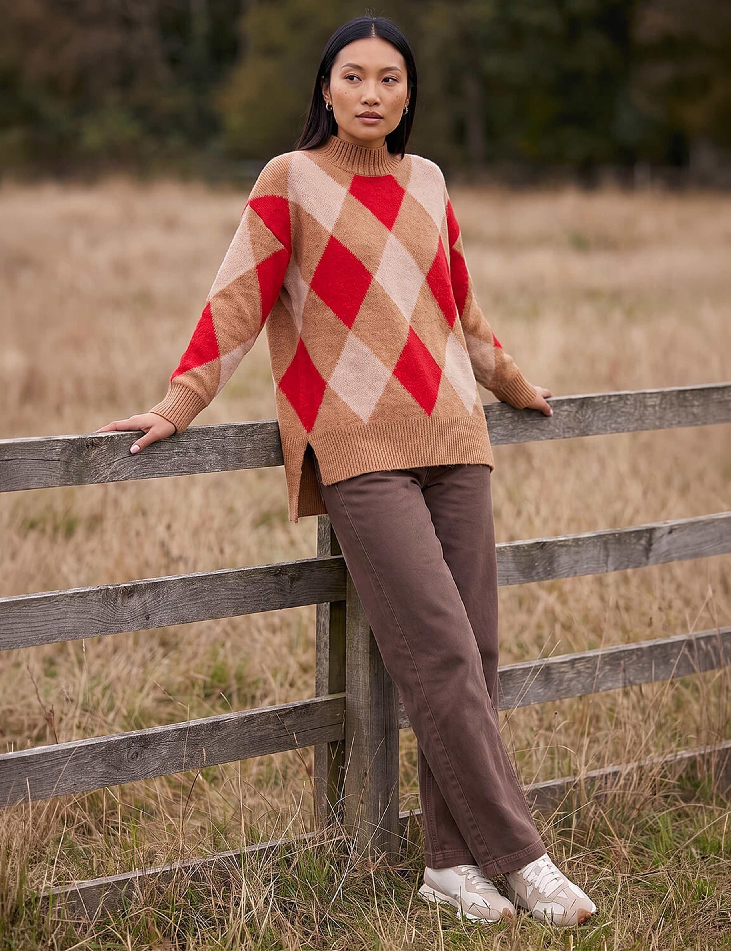 Rayon Blend Argyle Jumper 2 of 4