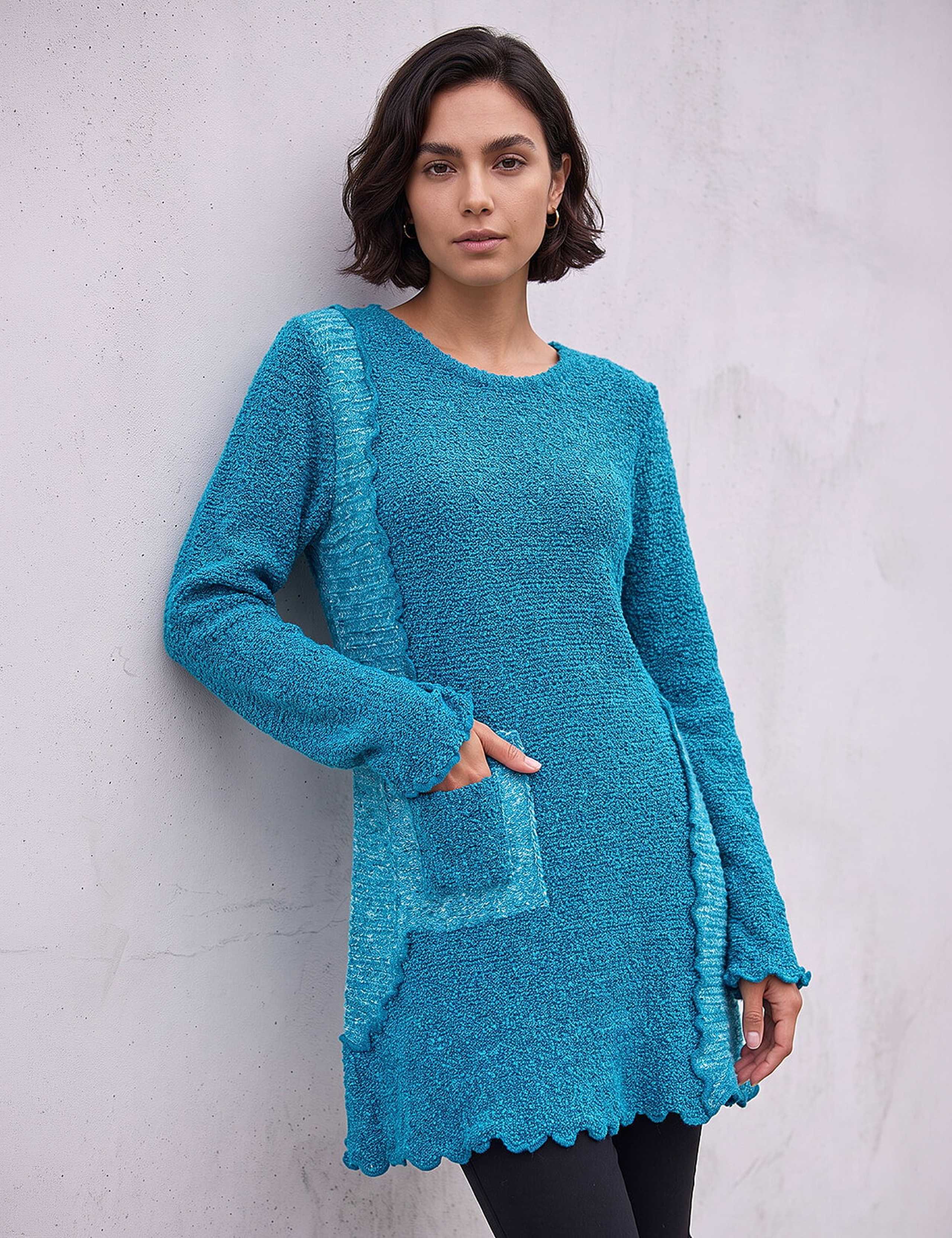 Textured Pocket Detail Longline Jumper 1 of 4