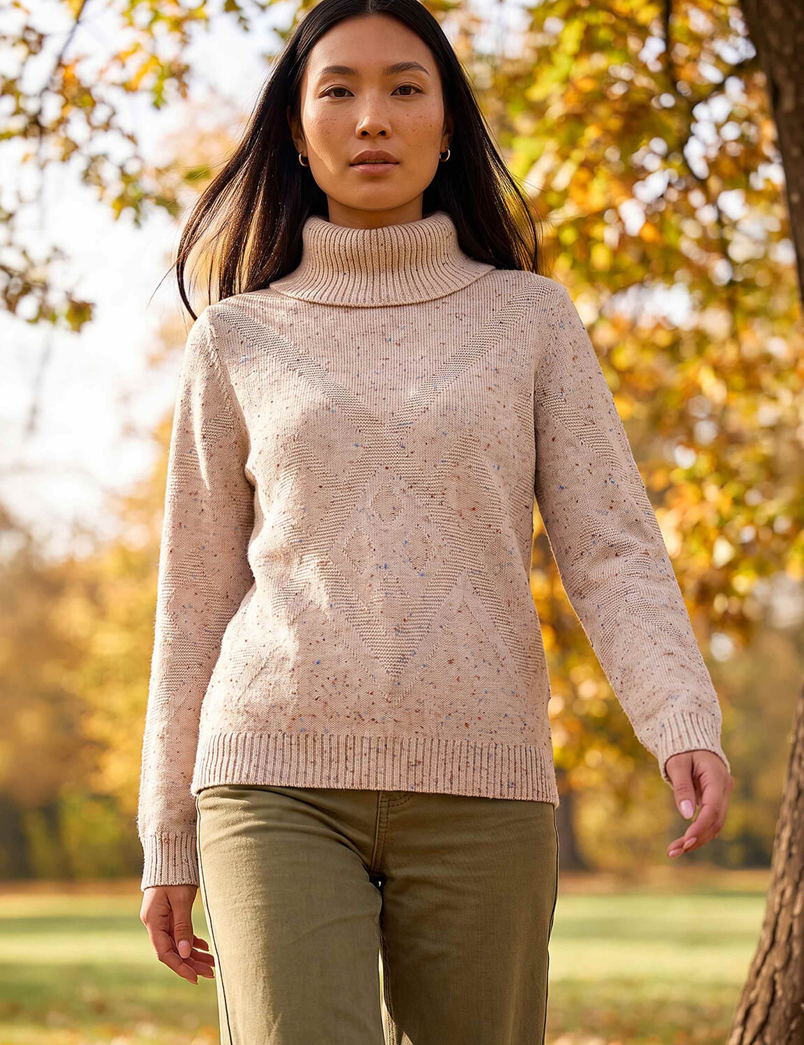 Flecked Roll Neck Jumper With Wool 1 of 4