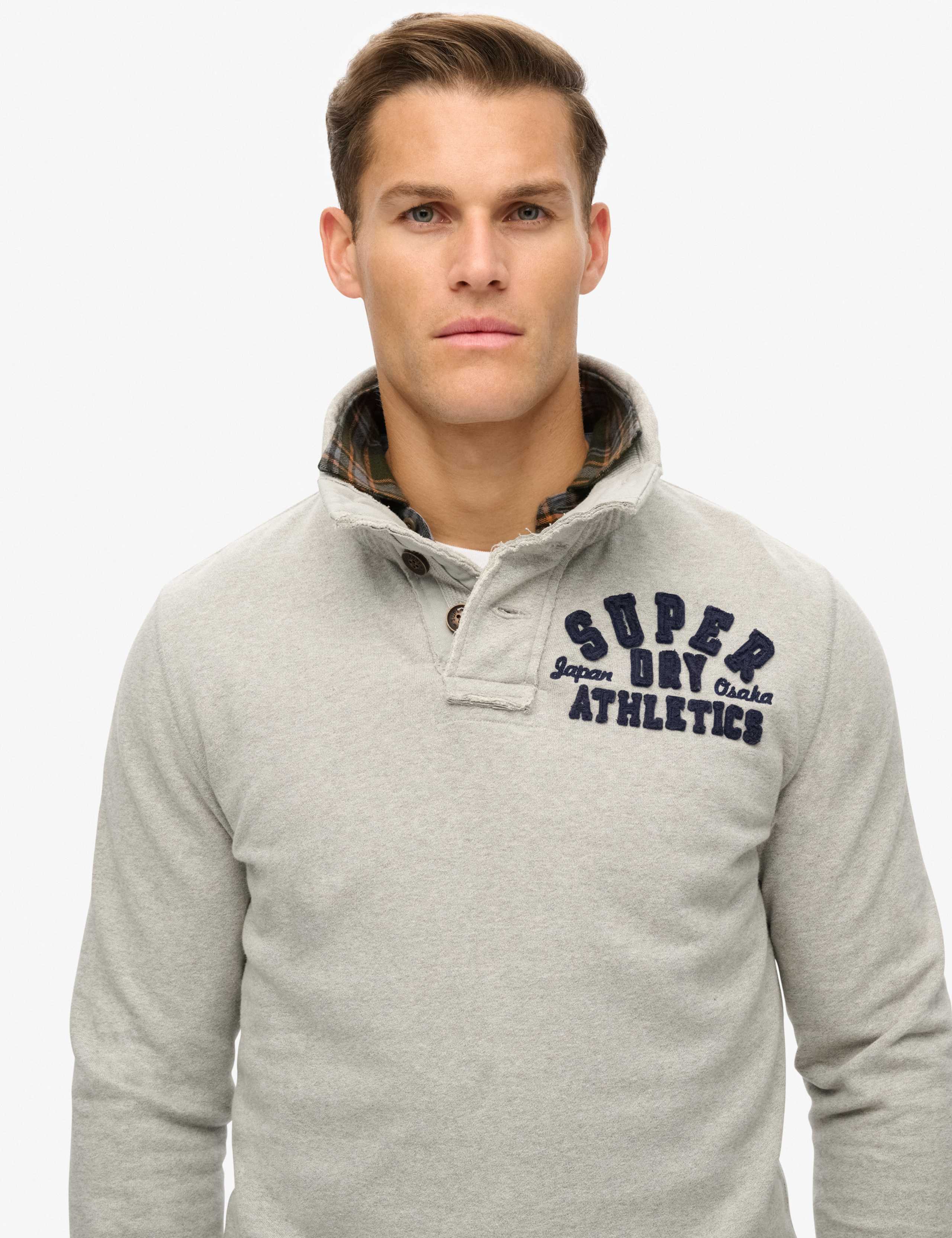 Oversized Pure Cotton Henley Sweatshirt 2 of 5