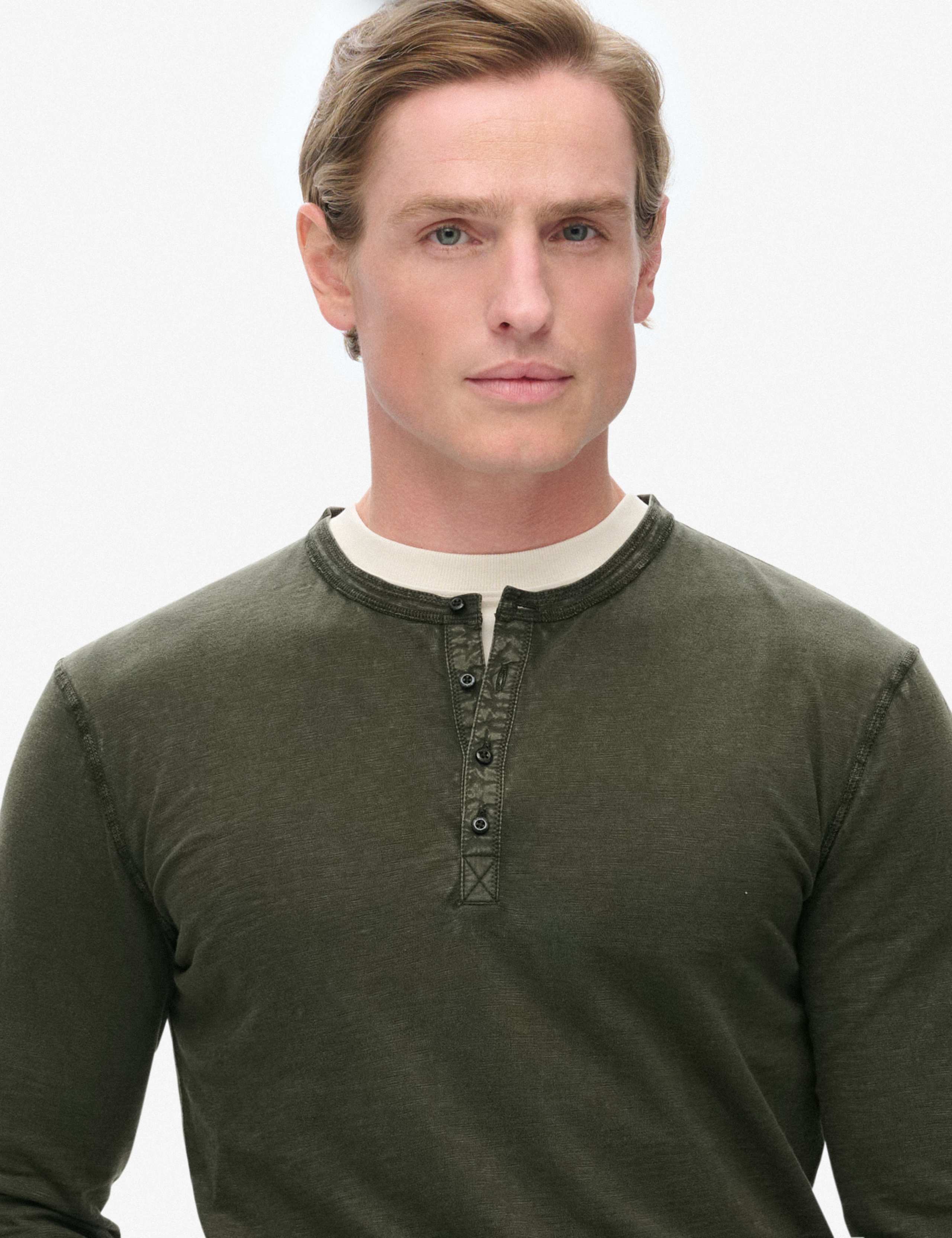 Slim Fit Jersey Grandad Collar Top 2 of 5
