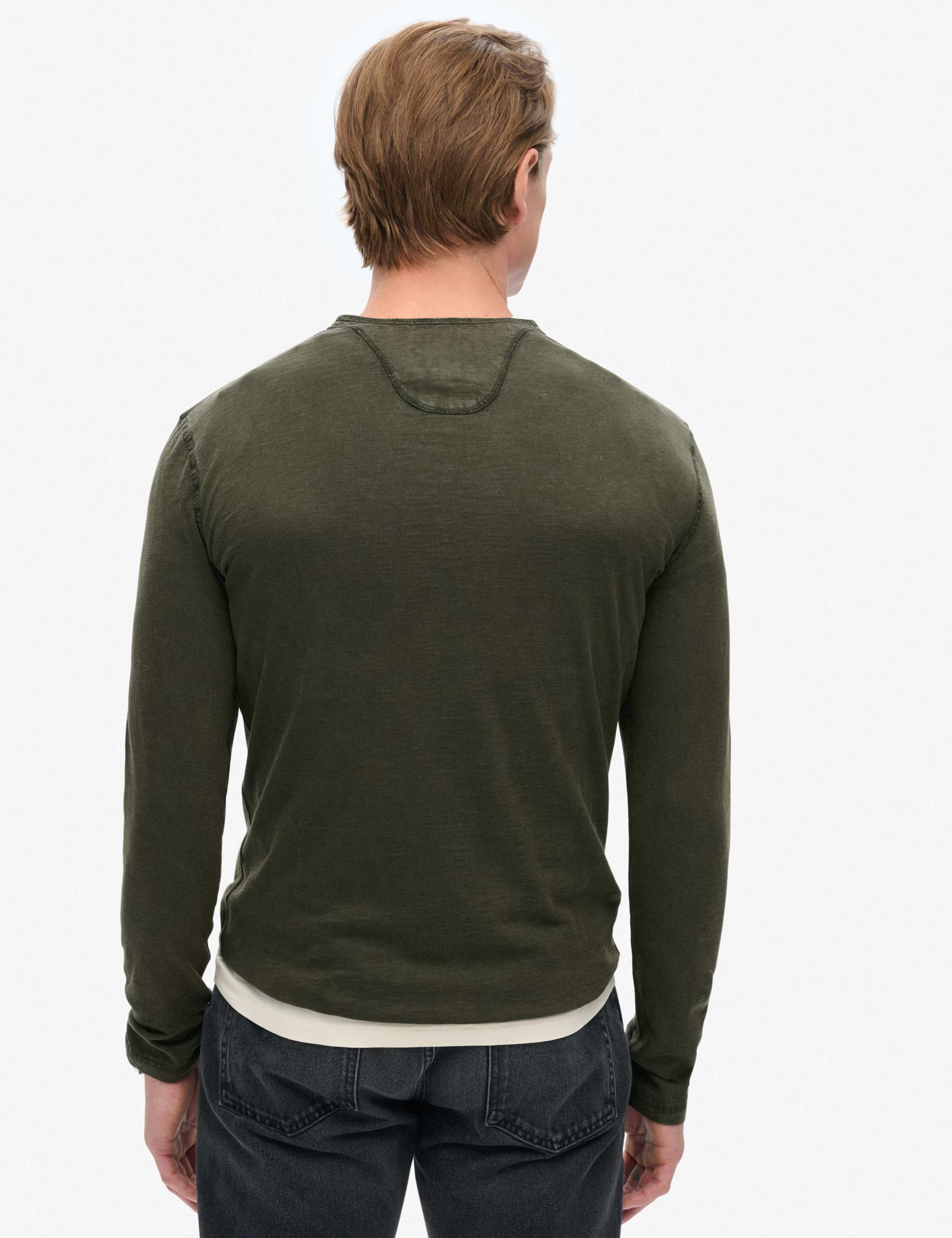 Slim Fit Jersey Grandad Collar Top 3 of 5