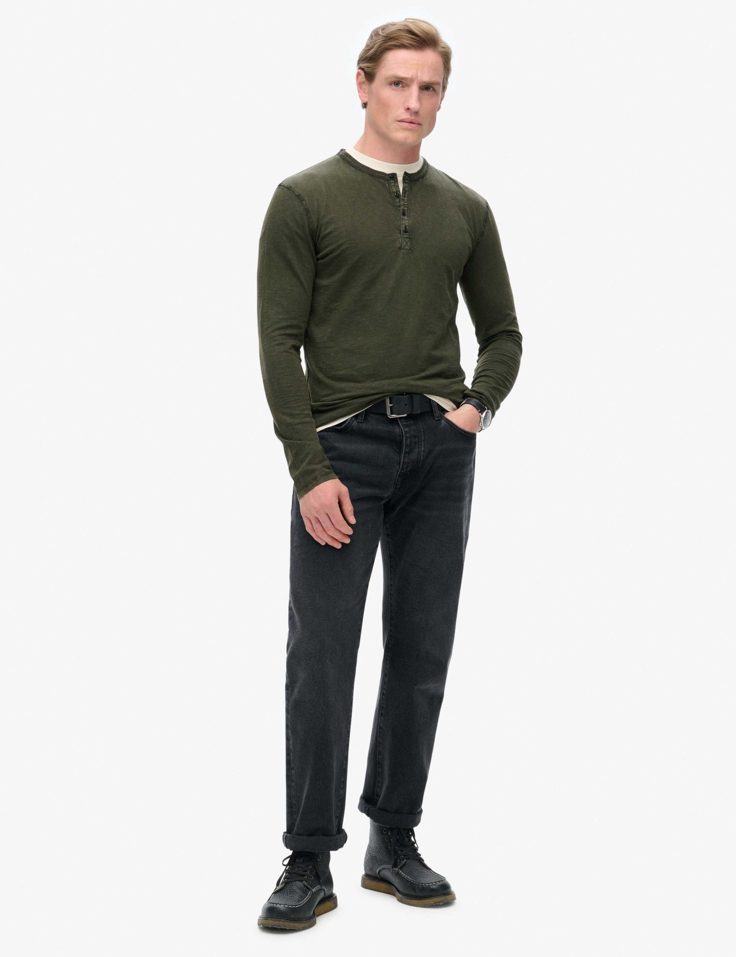Slim Fit Jersey Grandad Collar Top 4 of 5