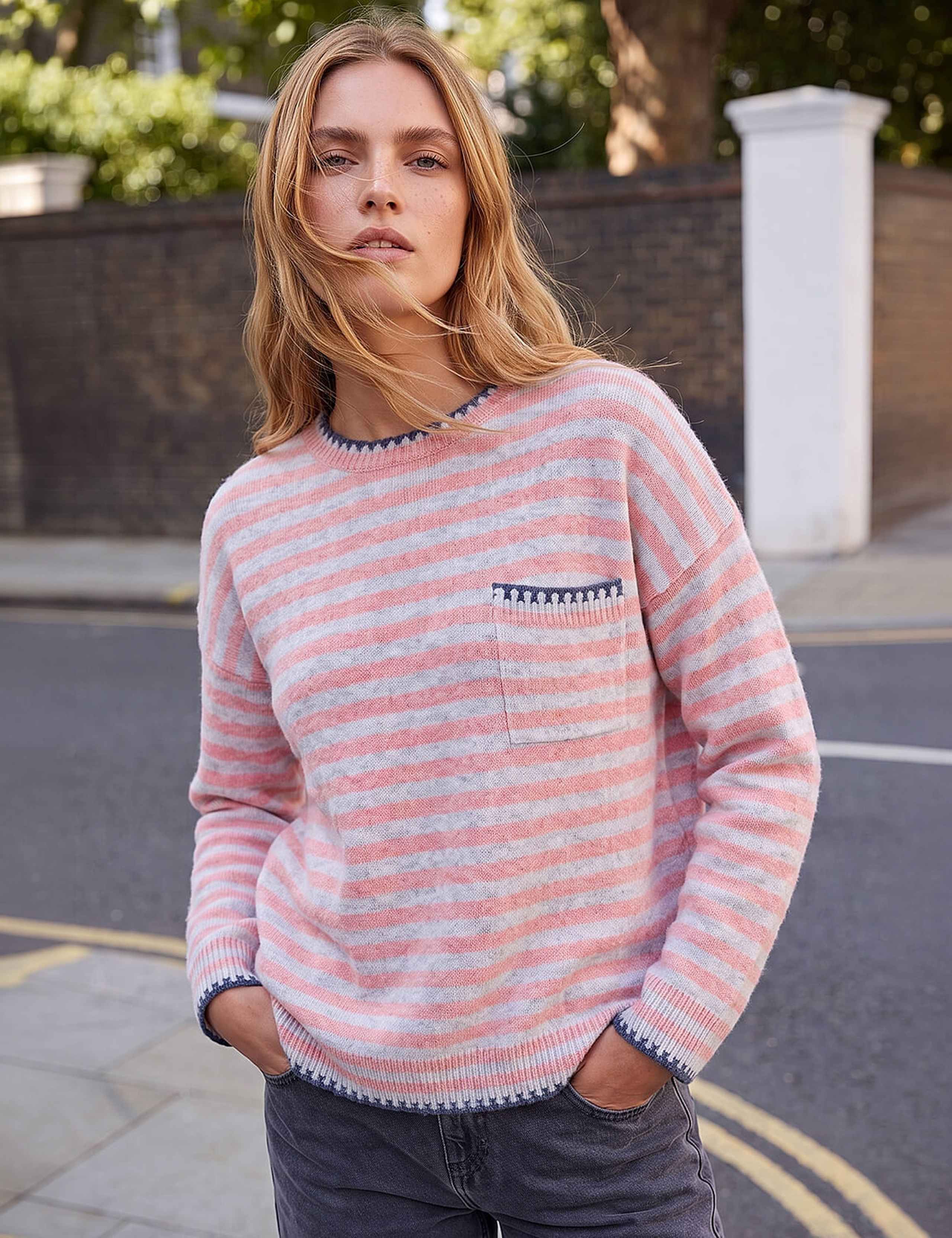 Striped Stitch Detail Knitted Jumper 1 of 4