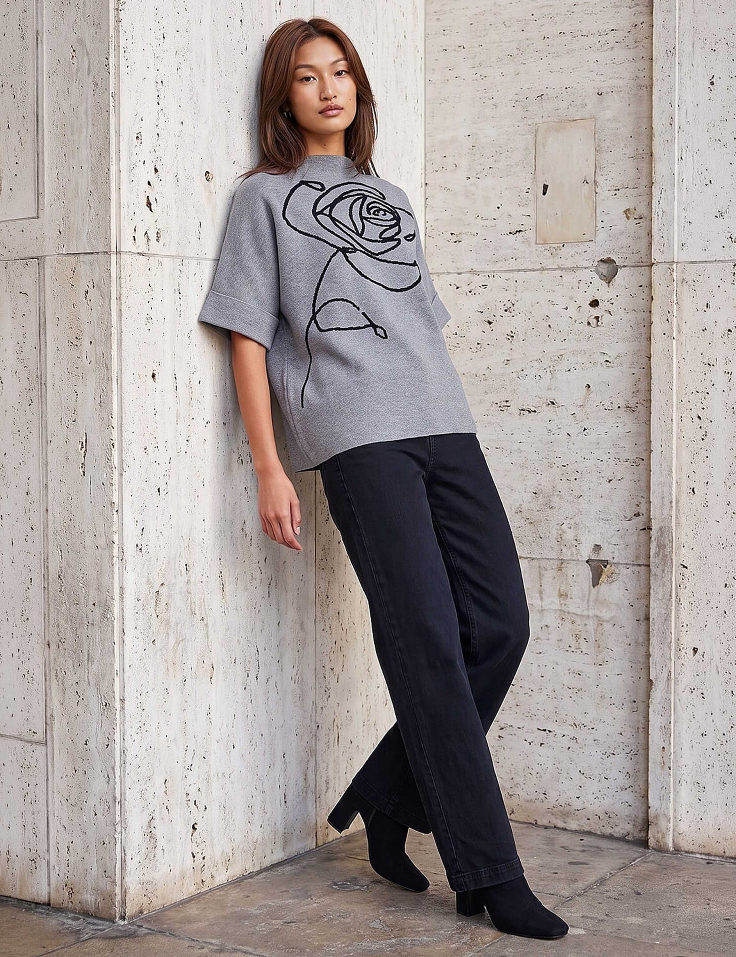 Rayon Blend Rose High Neck Jumper 2 of 4