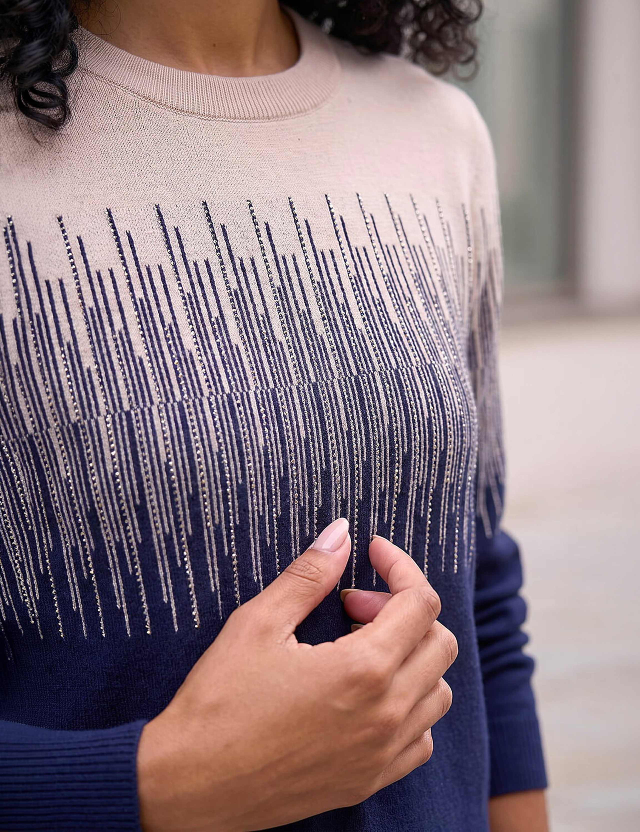 Rayon Blend Colour Block Round Neck Jumper 4 of 4