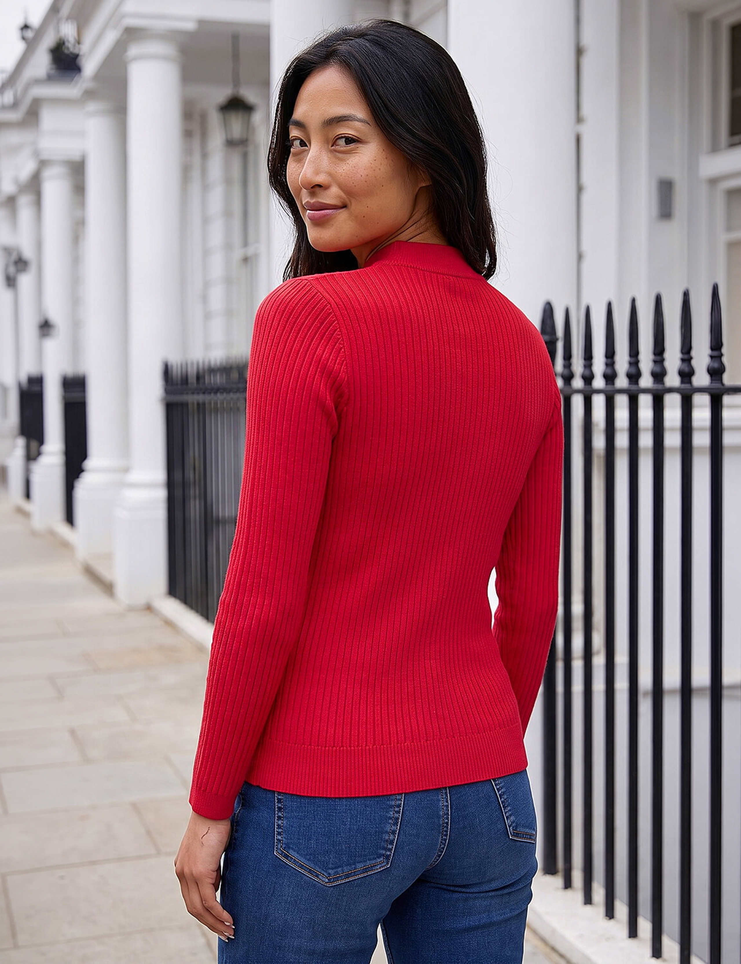 Rayon Blend Cable Knit Roll Neck Jumper 3 of 4