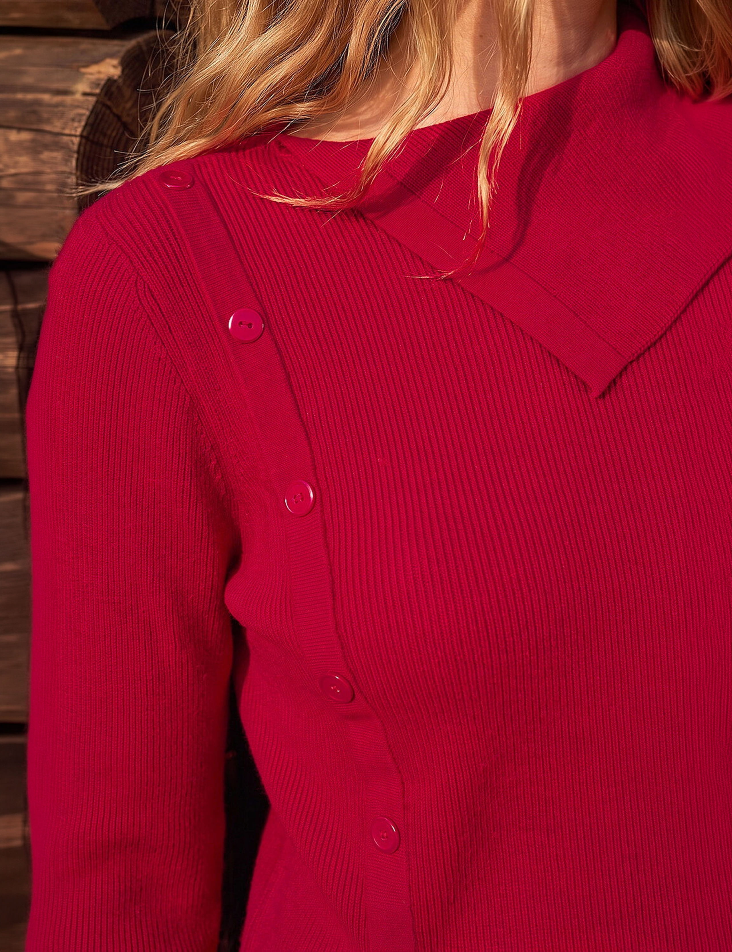Rayon Blend Open Neck Button Detail Jumper 4 of 4