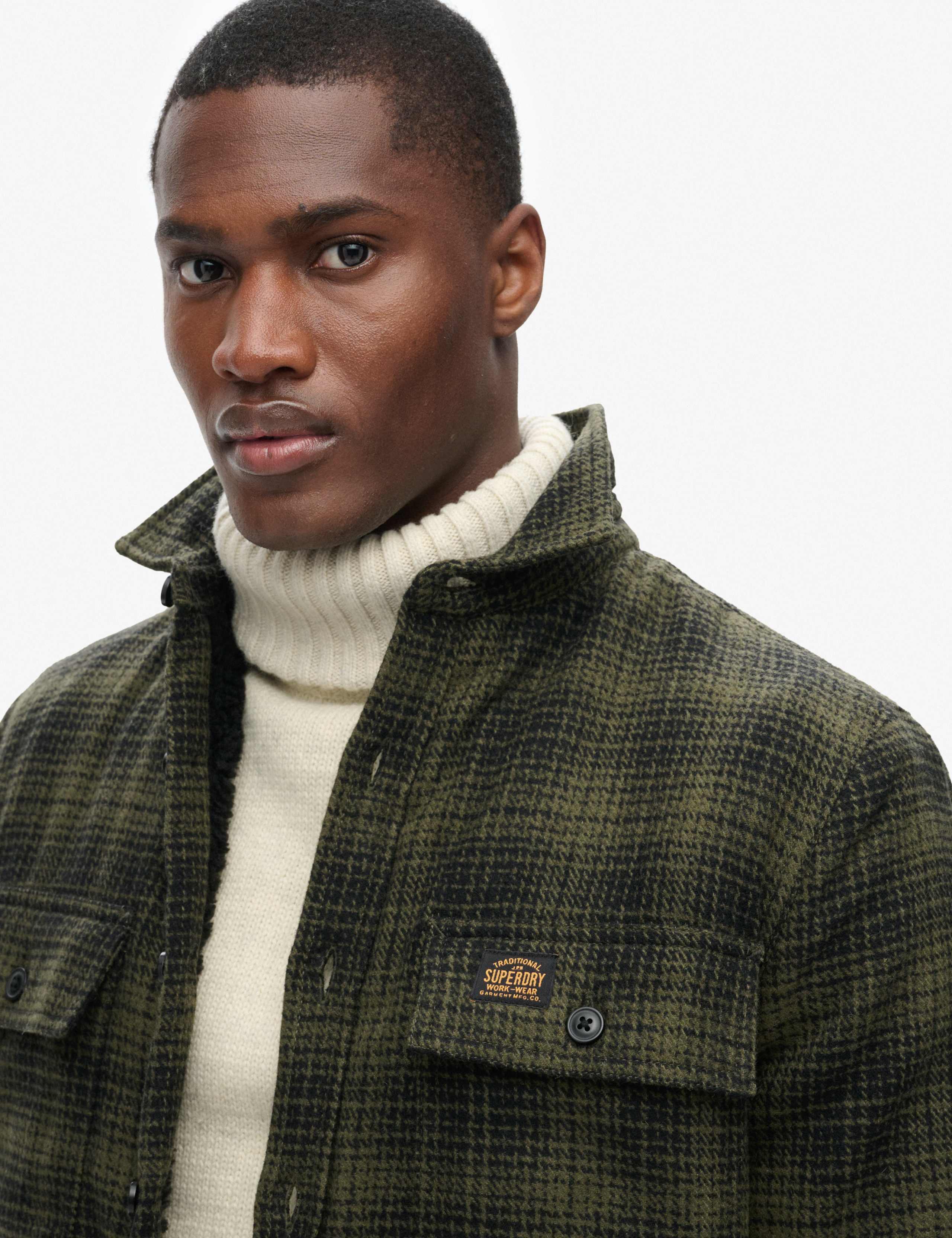 Wool Blend Fleece Lined Checked Overshirt 2 of 4