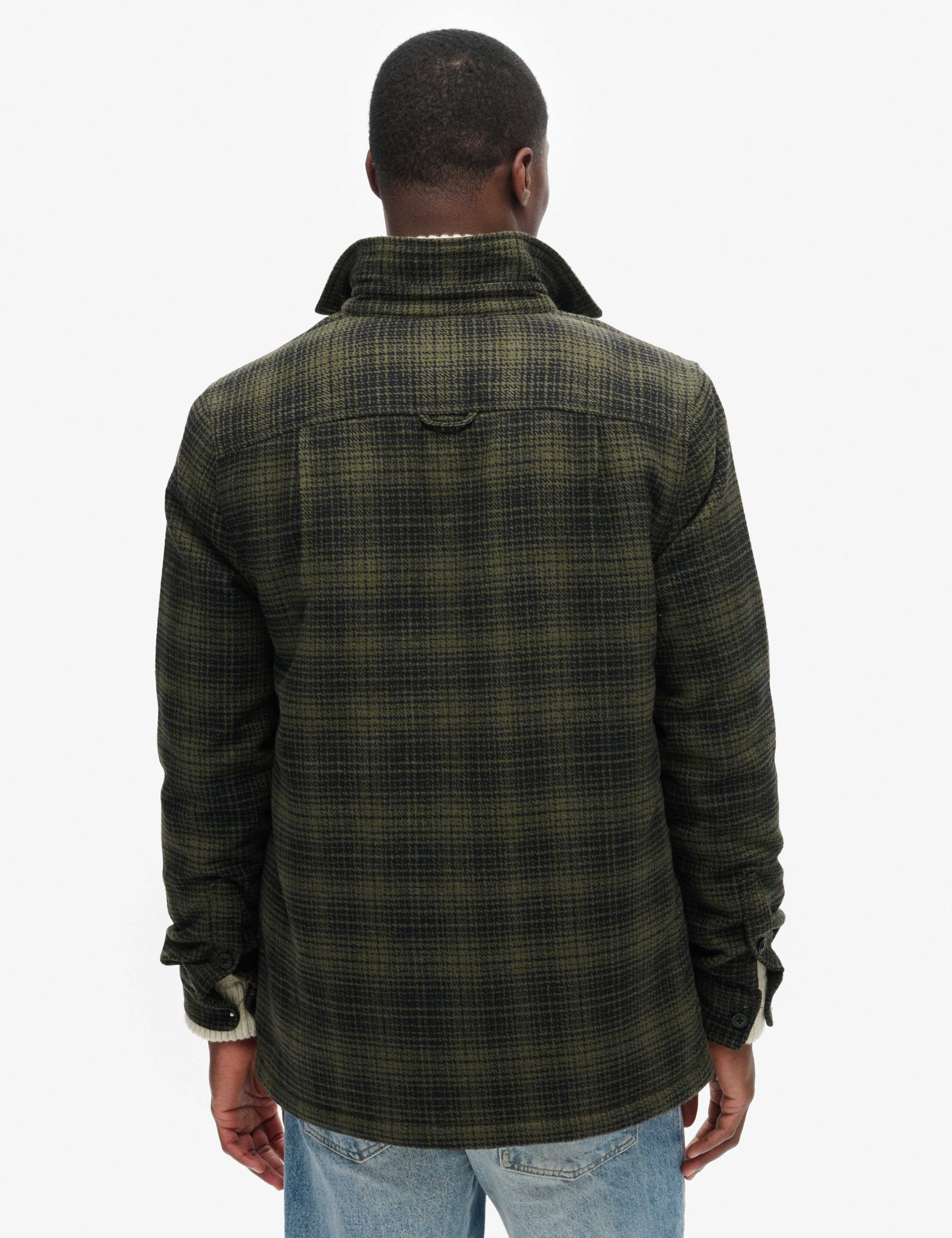 Wool Blend Fleece Lined Checked Overshirt 3 of 4