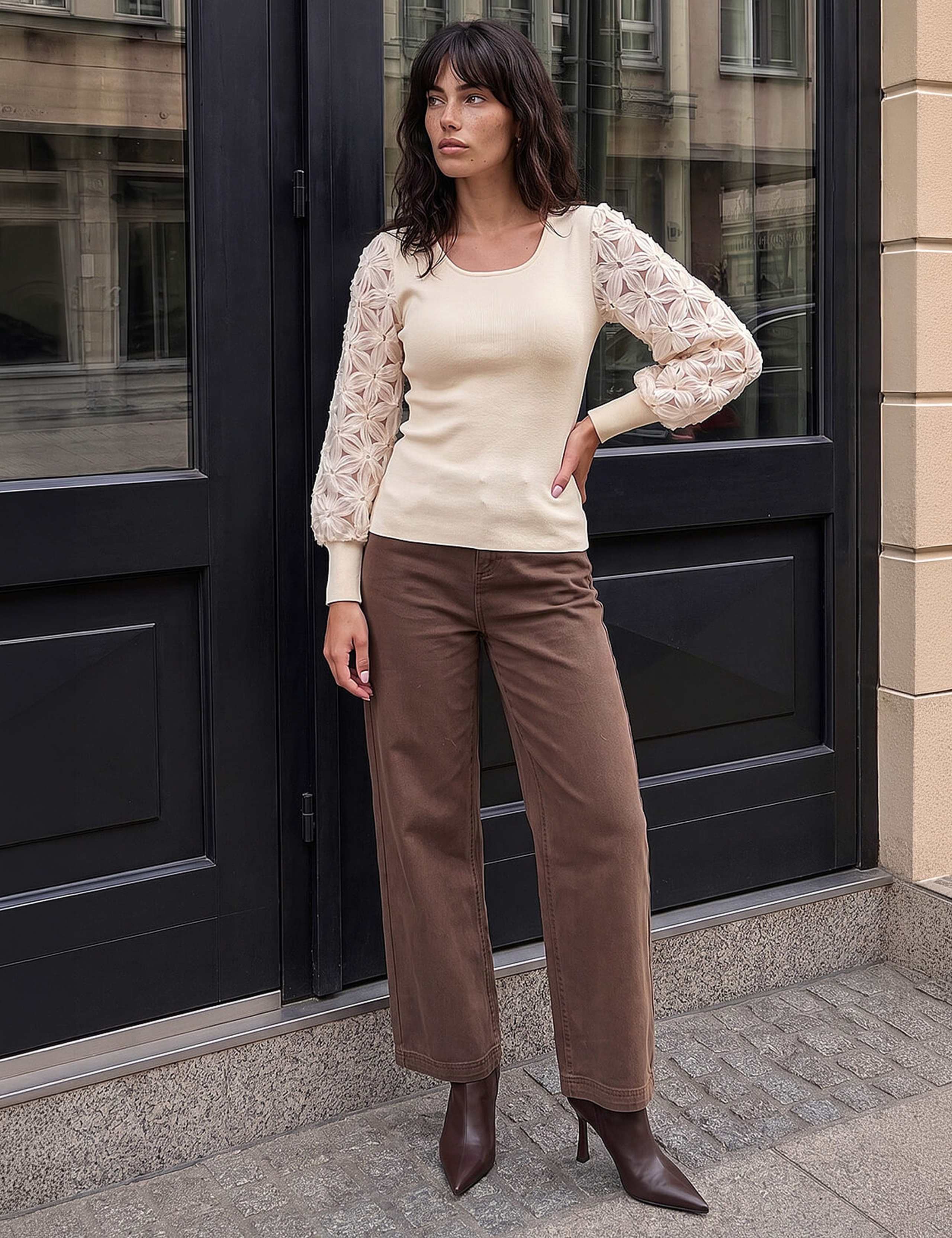 Rayon Blend Floral Woven Sleeve Jumper 2 of 4