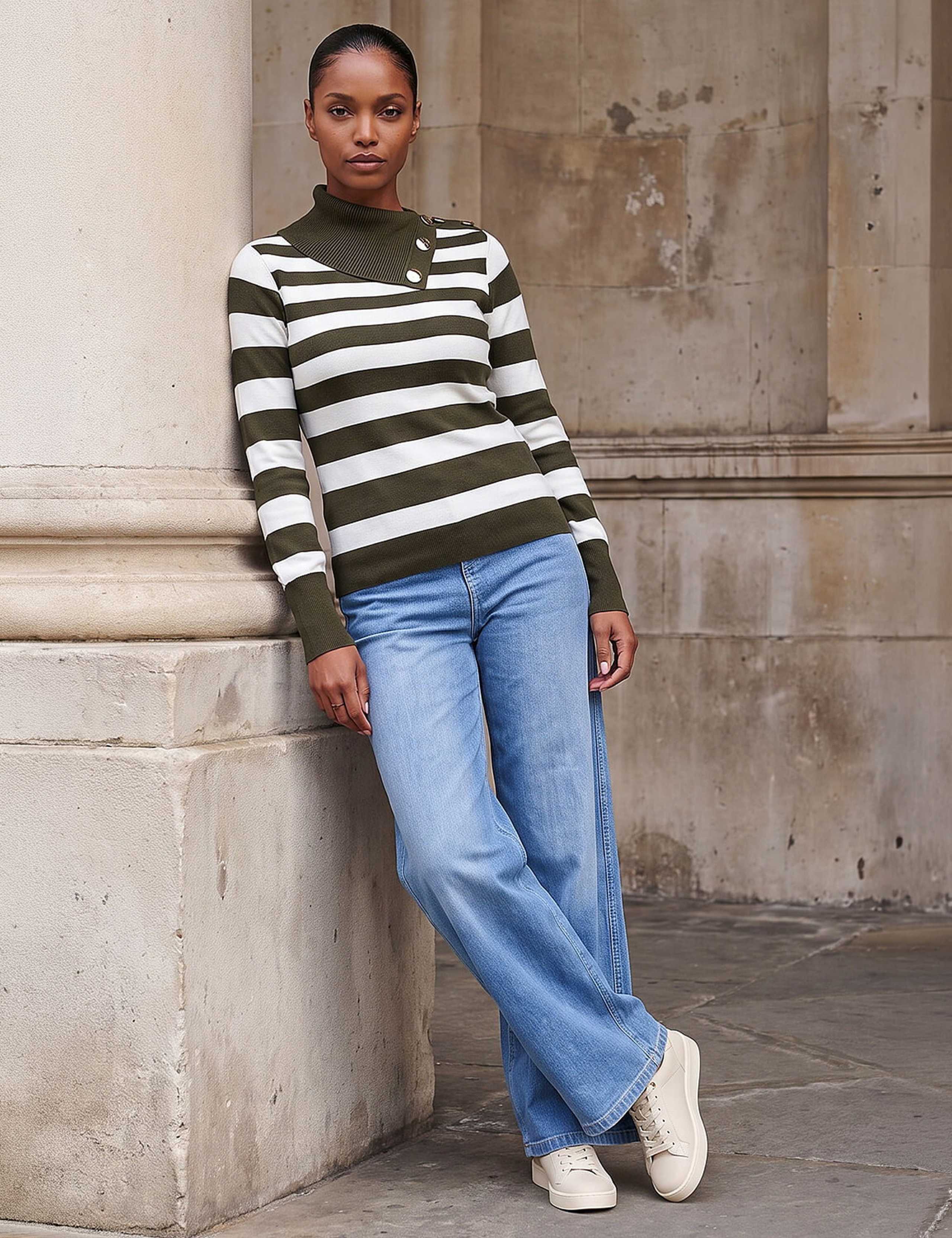 Rayon Rich Striped Button Detail Jumper 2 of 4
