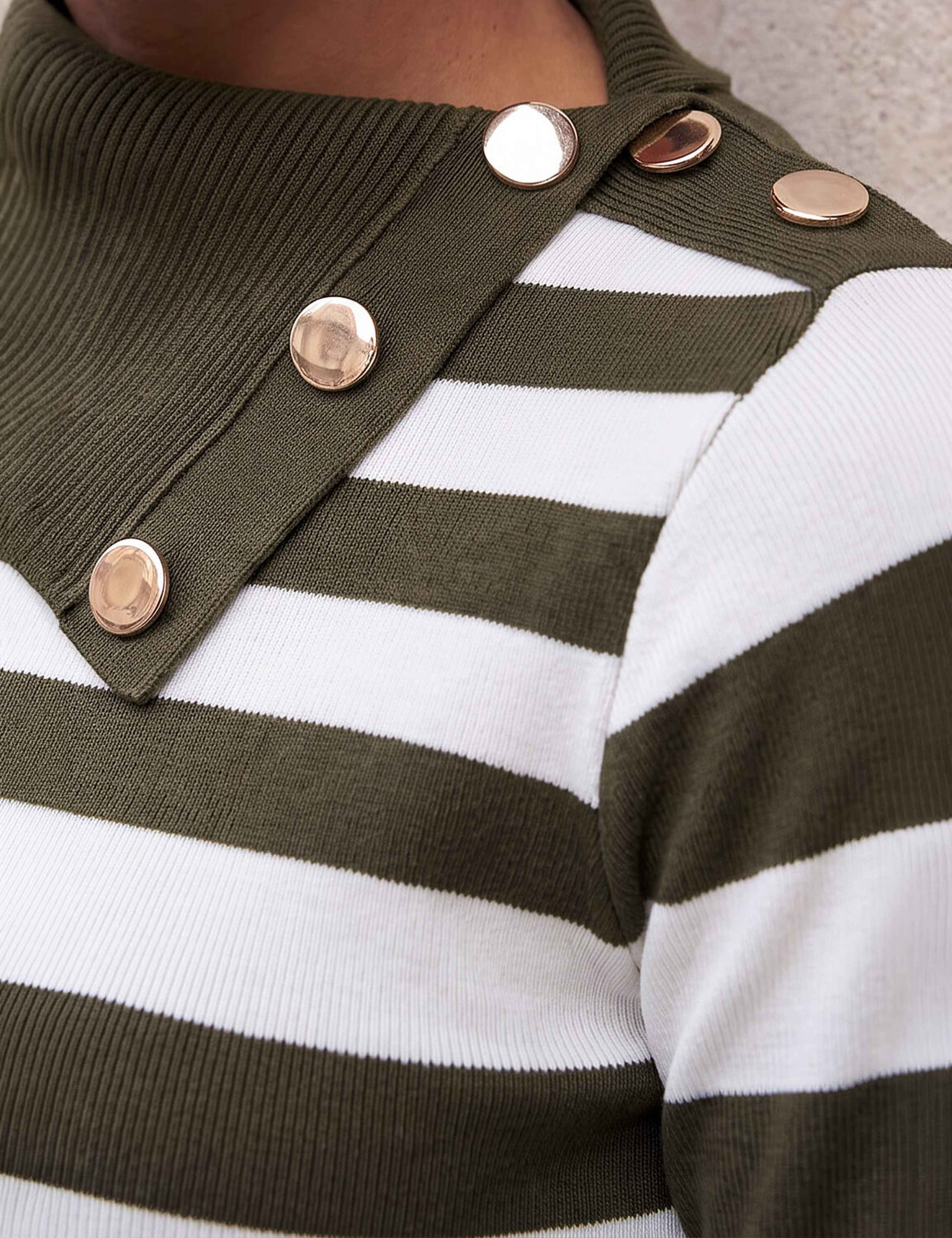 Rayon Rich Striped Button Detail Jumper 4 of 4