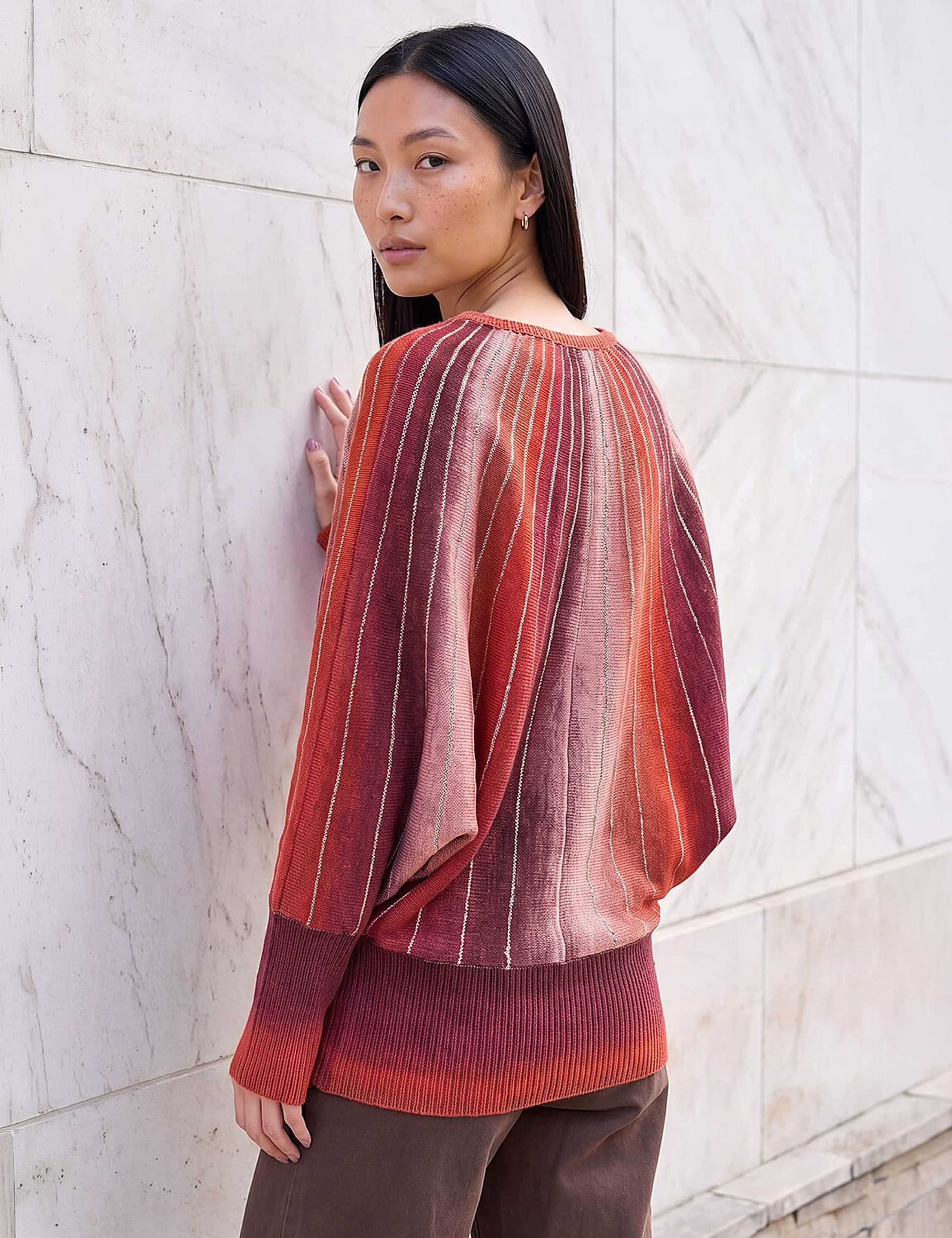 Space Dyed Slash Neck Batwing Sleeve Jumper 2 of 4