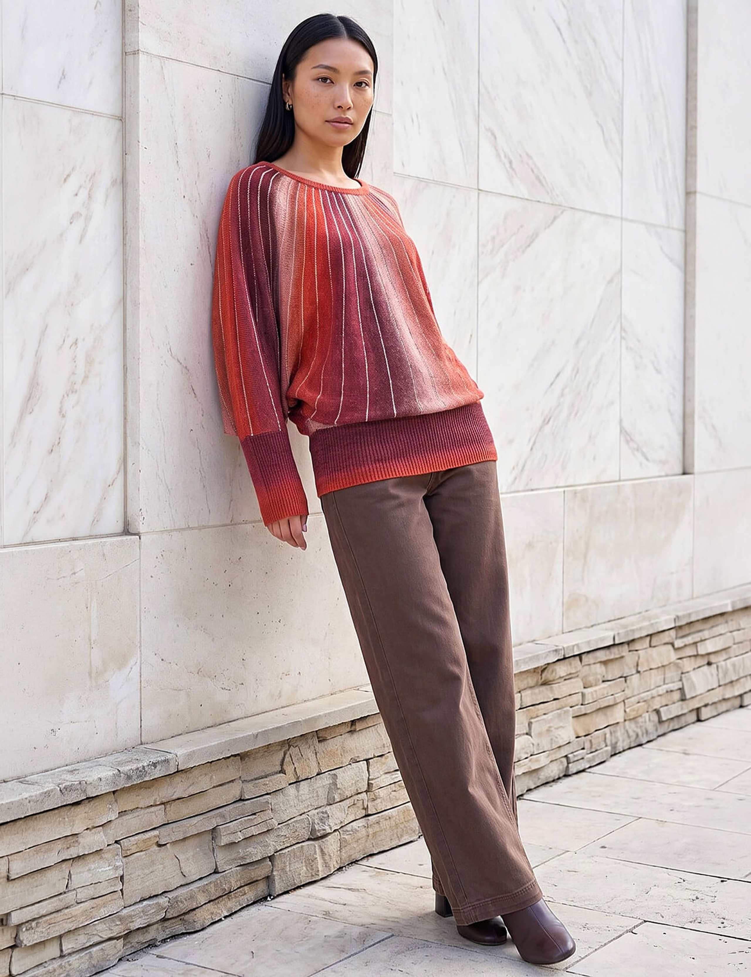 Space Dyed Slash Neck Batwing Sleeve Jumper 3 of 4