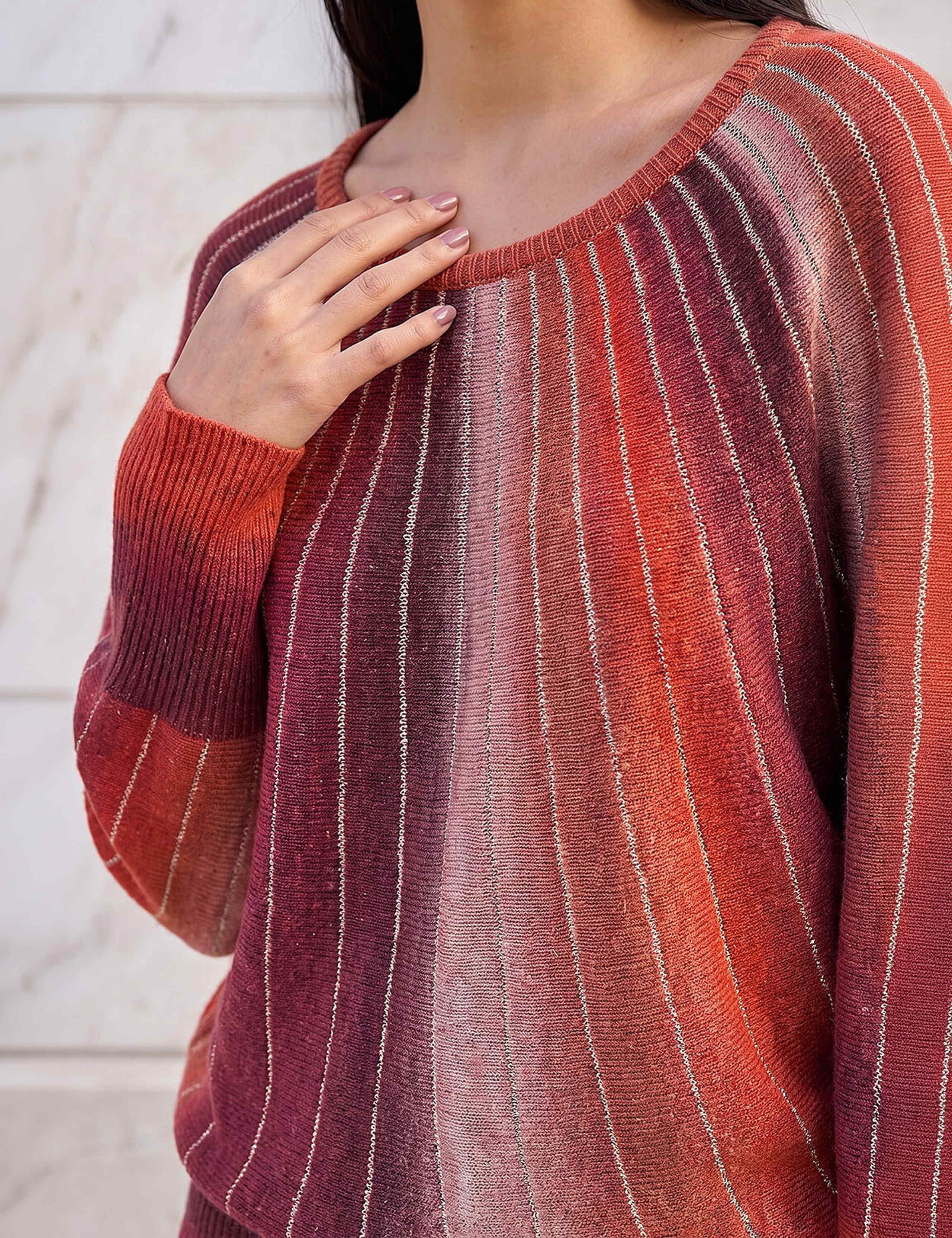 Space Dyed Slash Neck Batwing Sleeve Jumper 4 of 4