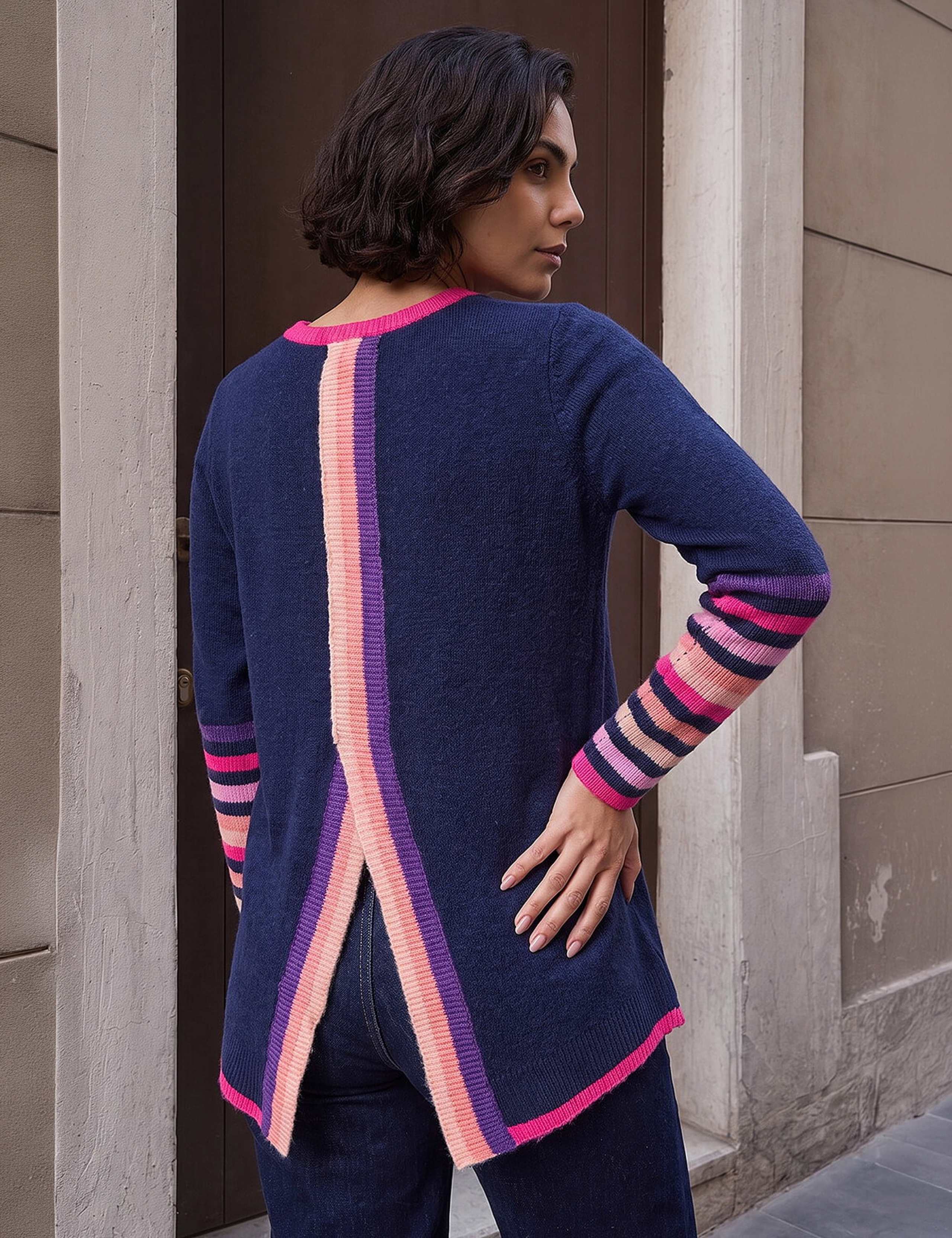 Contrast Stripe Acrylic Knit Jumper 2 of 4