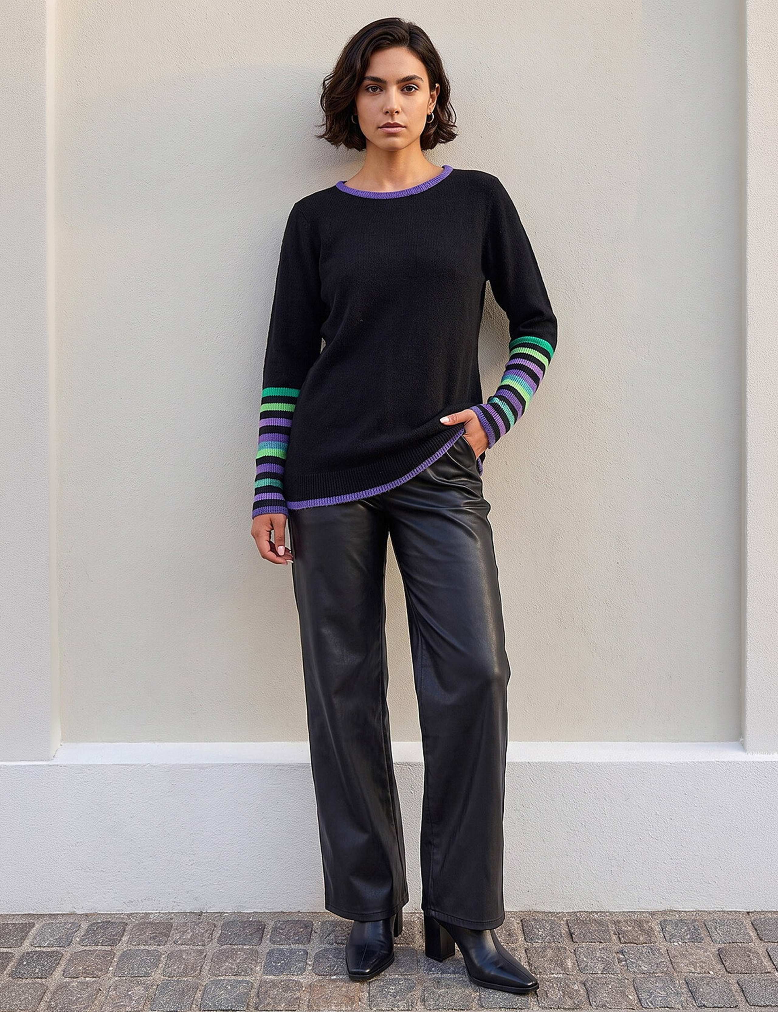 Contrast Stripe Acrylic Knit Jumper 3 of 4