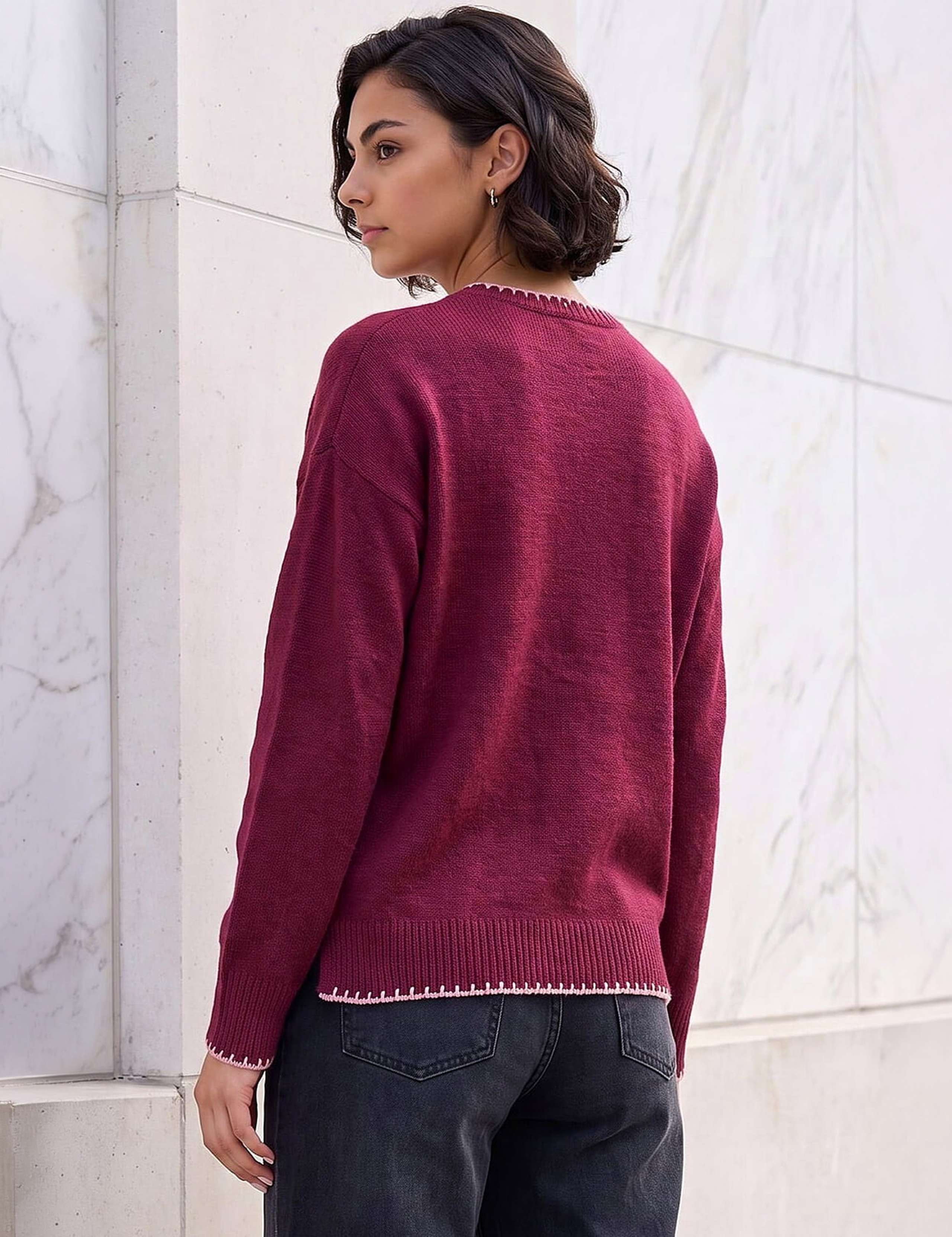Crew Neck Stitch Detail Jumper 2 of 4