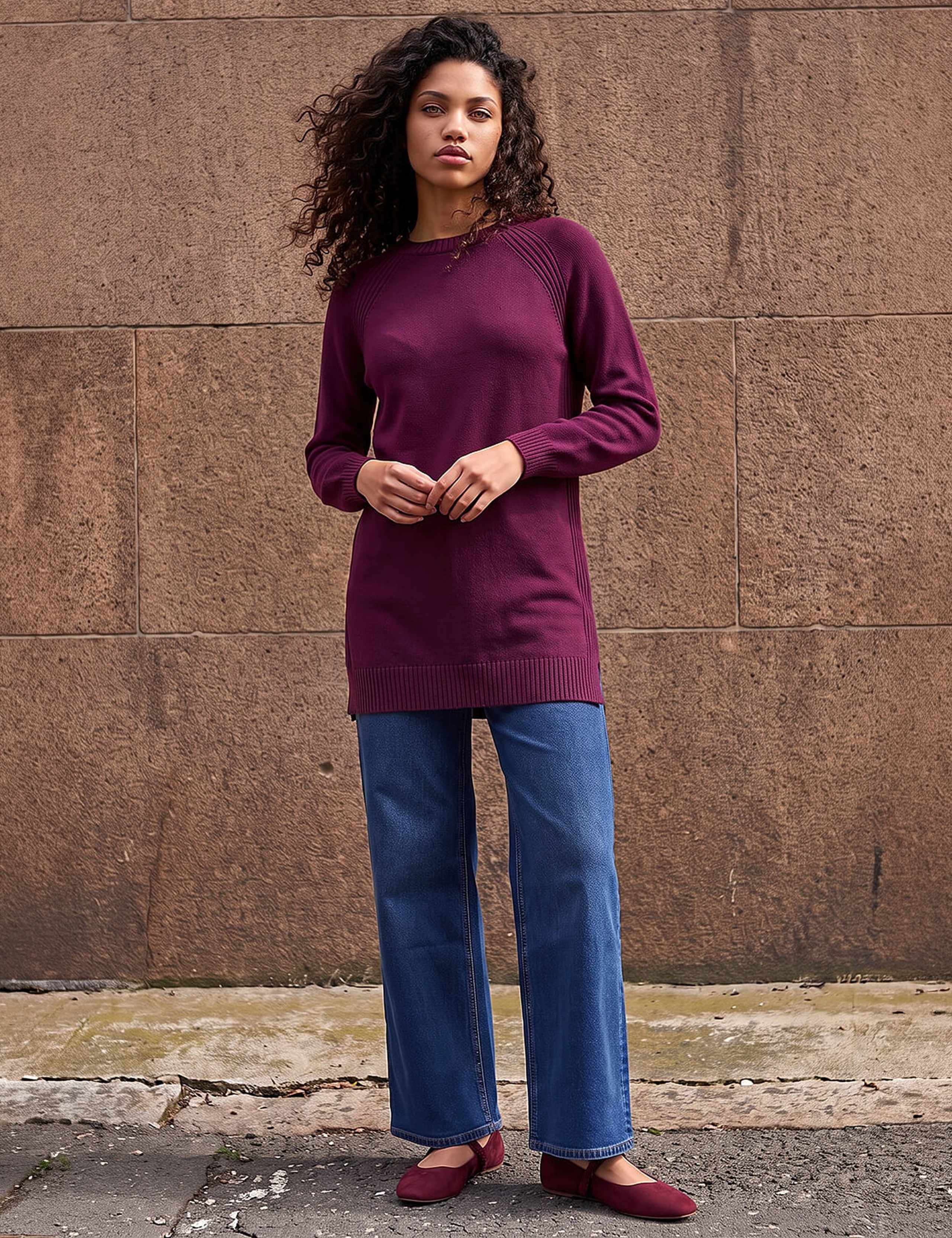 Petite Rayon Blend Relaxed Longline Jumper 2 of 4