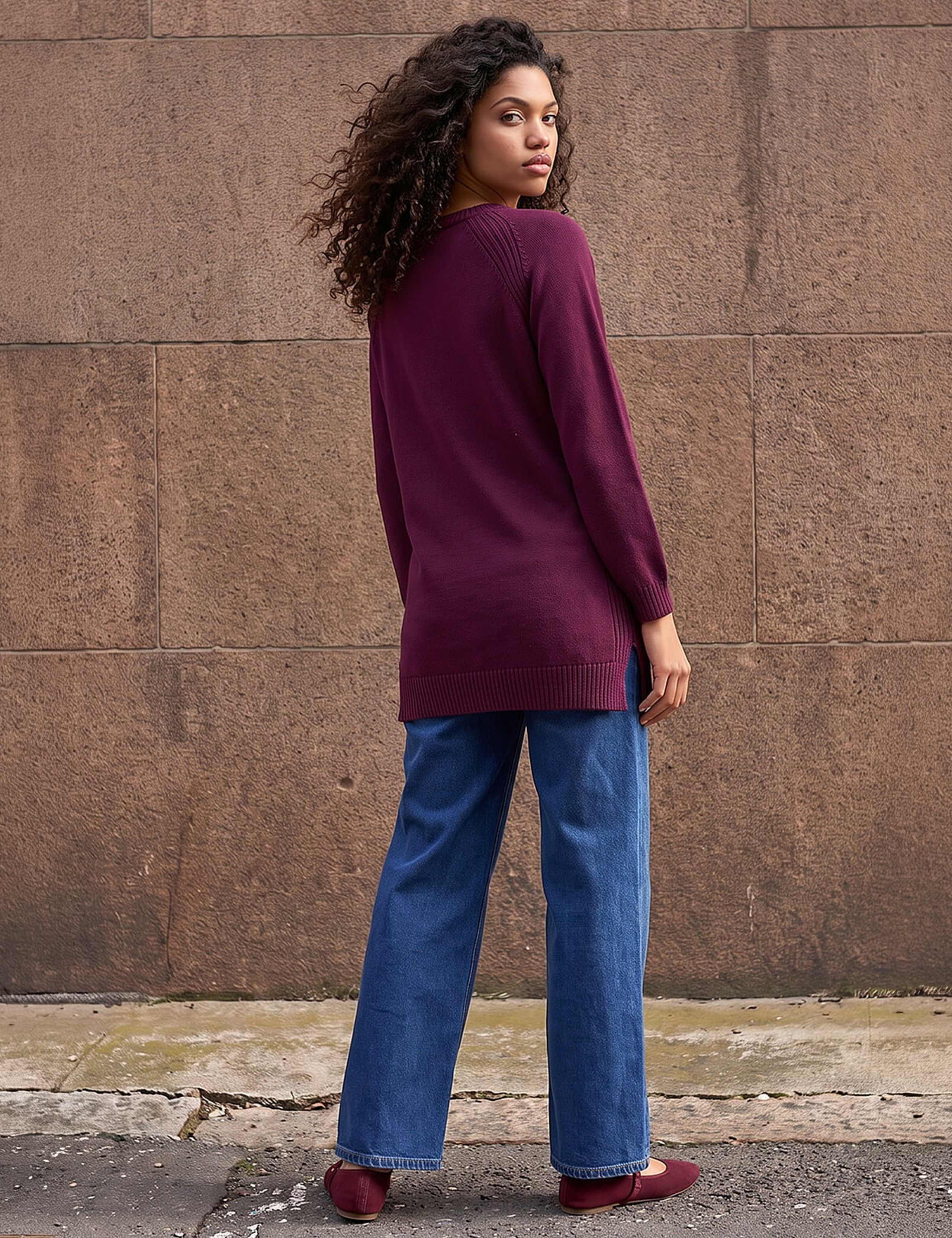 Petite Rayon Blend Relaxed Longline Jumper 3 of 4