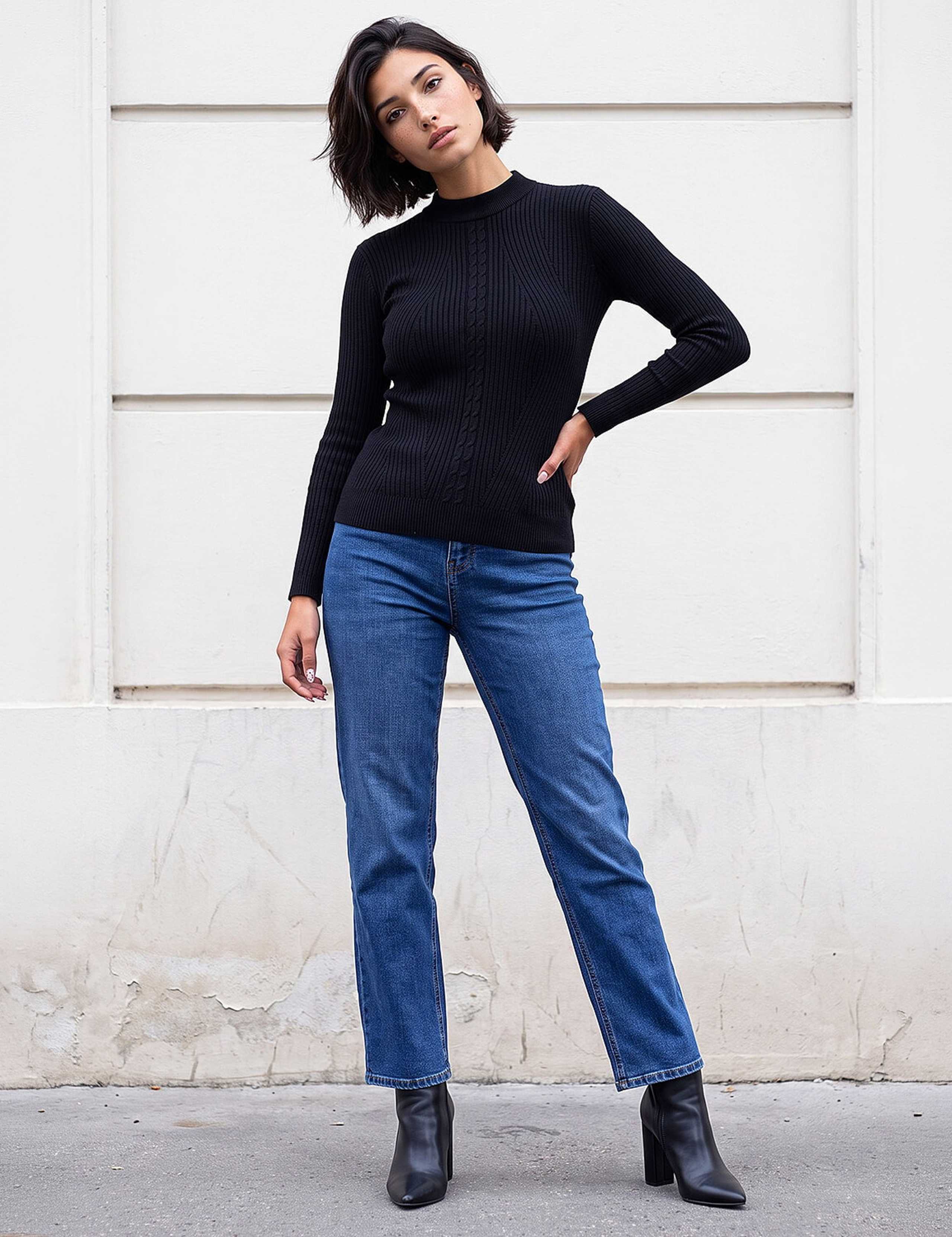 Rayon Blend Cable Knit Roll Neck Jumper 2 of 4