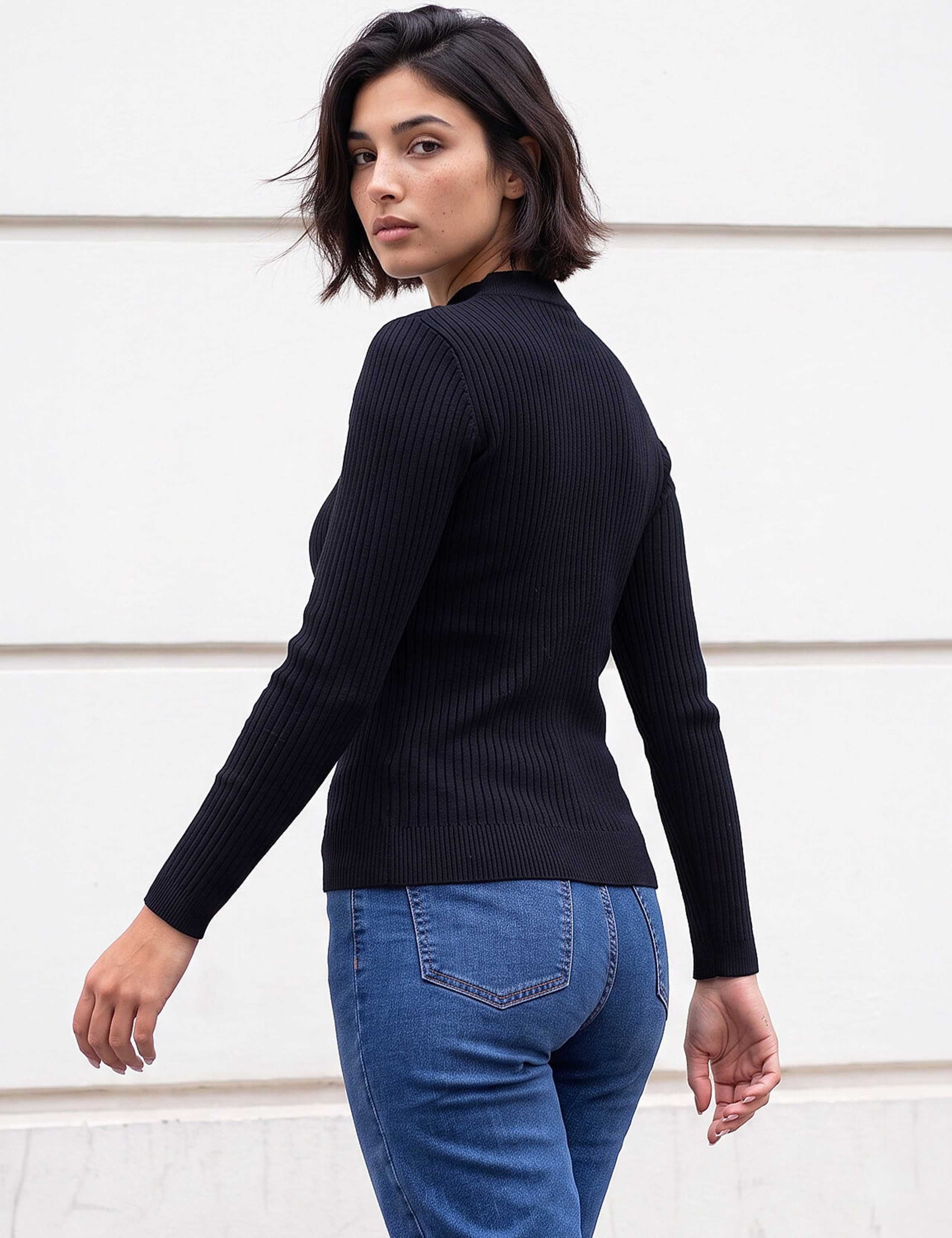Rayon Blend Cable Knit Roll Neck Jumper 3 of 4