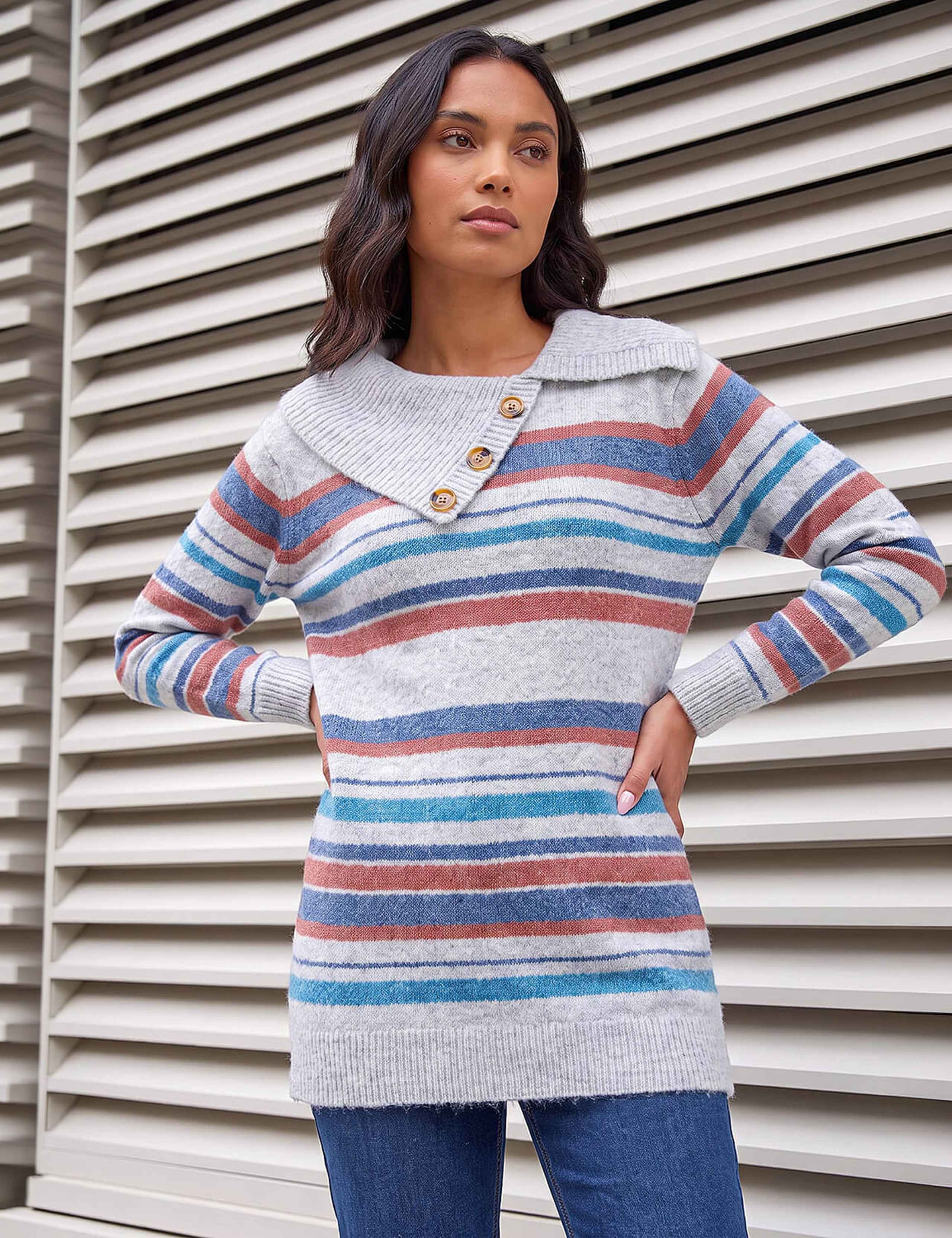 Striped Cowl Neck Jumper 1 of 4