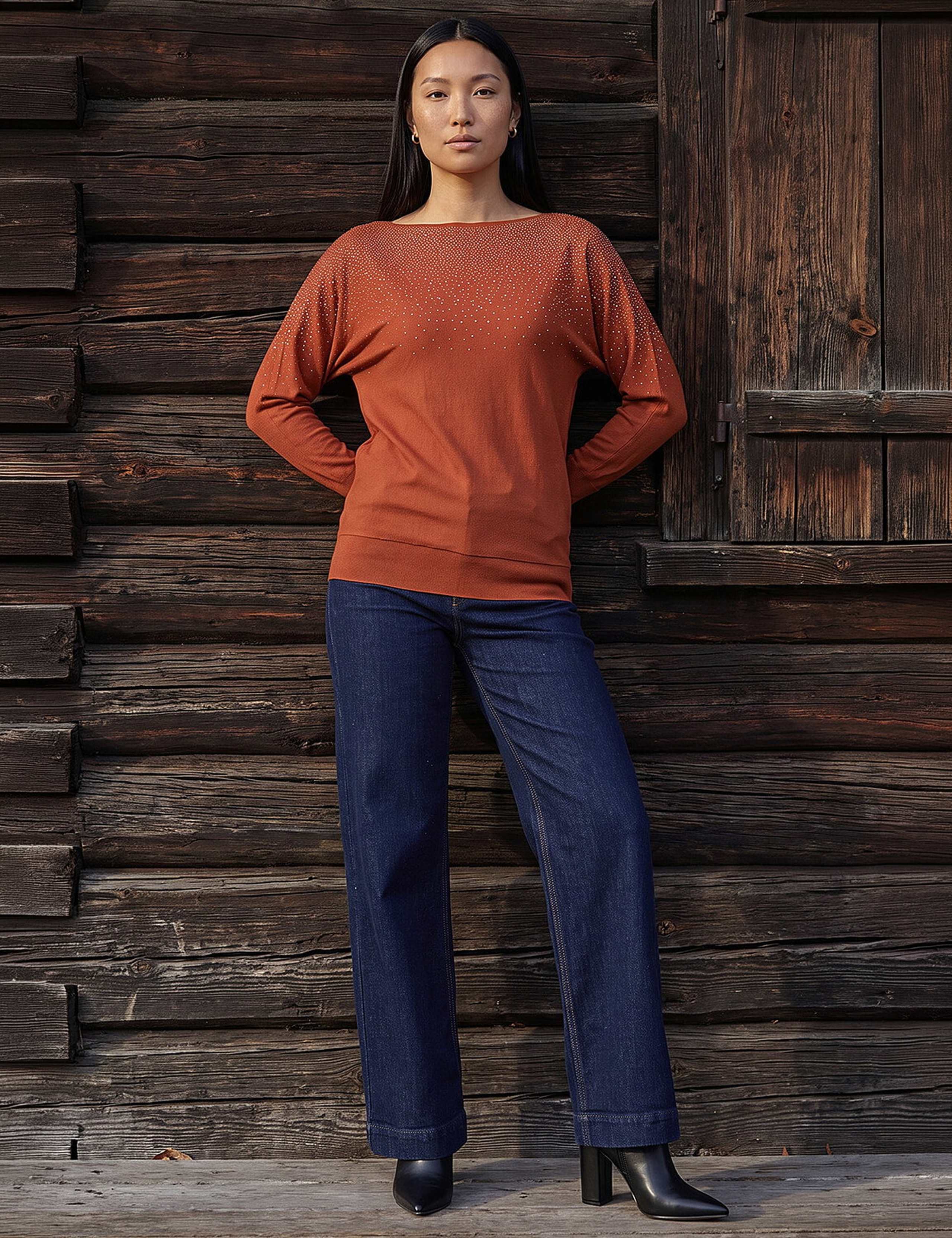 Rayon Rich Embellished Batwing Sleeve Jumper 2 of 4