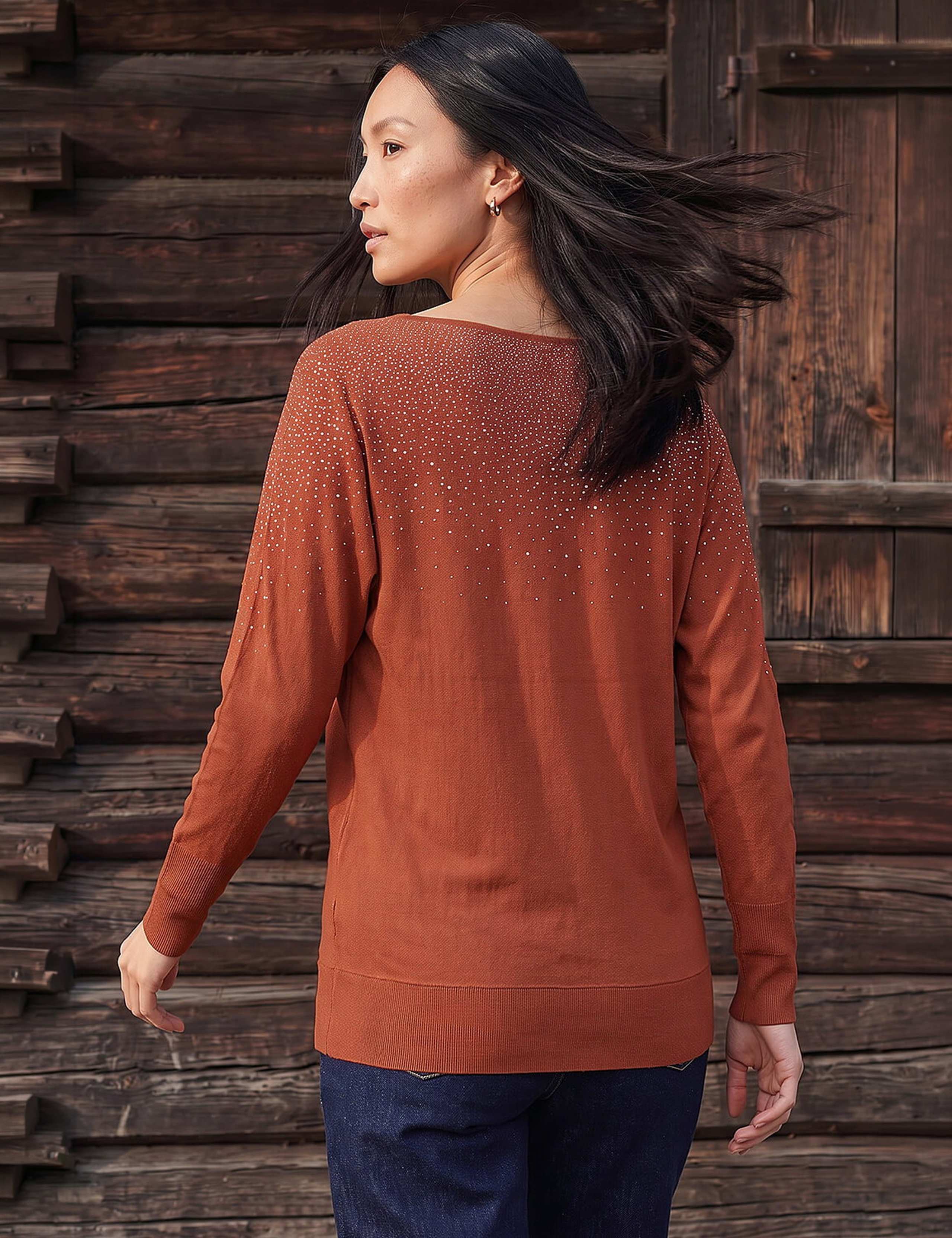 Rayon Rich Embellished Batwing Sleeve Jumper 3 of 4