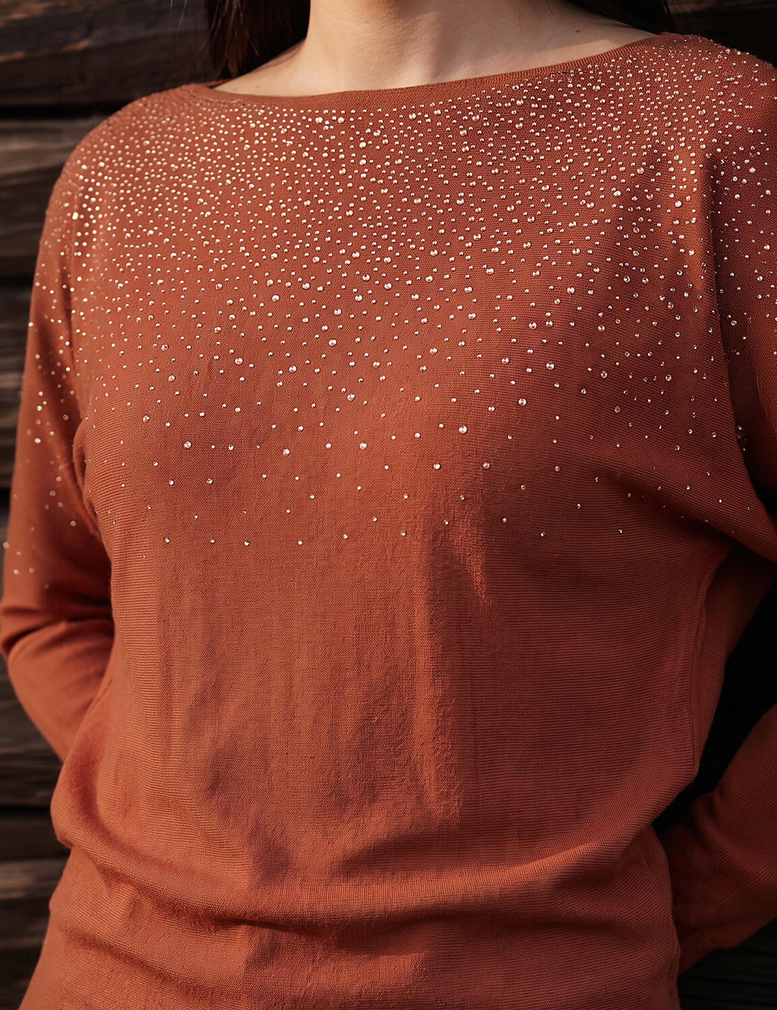 Rayon Rich Embellished Batwing Sleeve Jumper 4 of 4