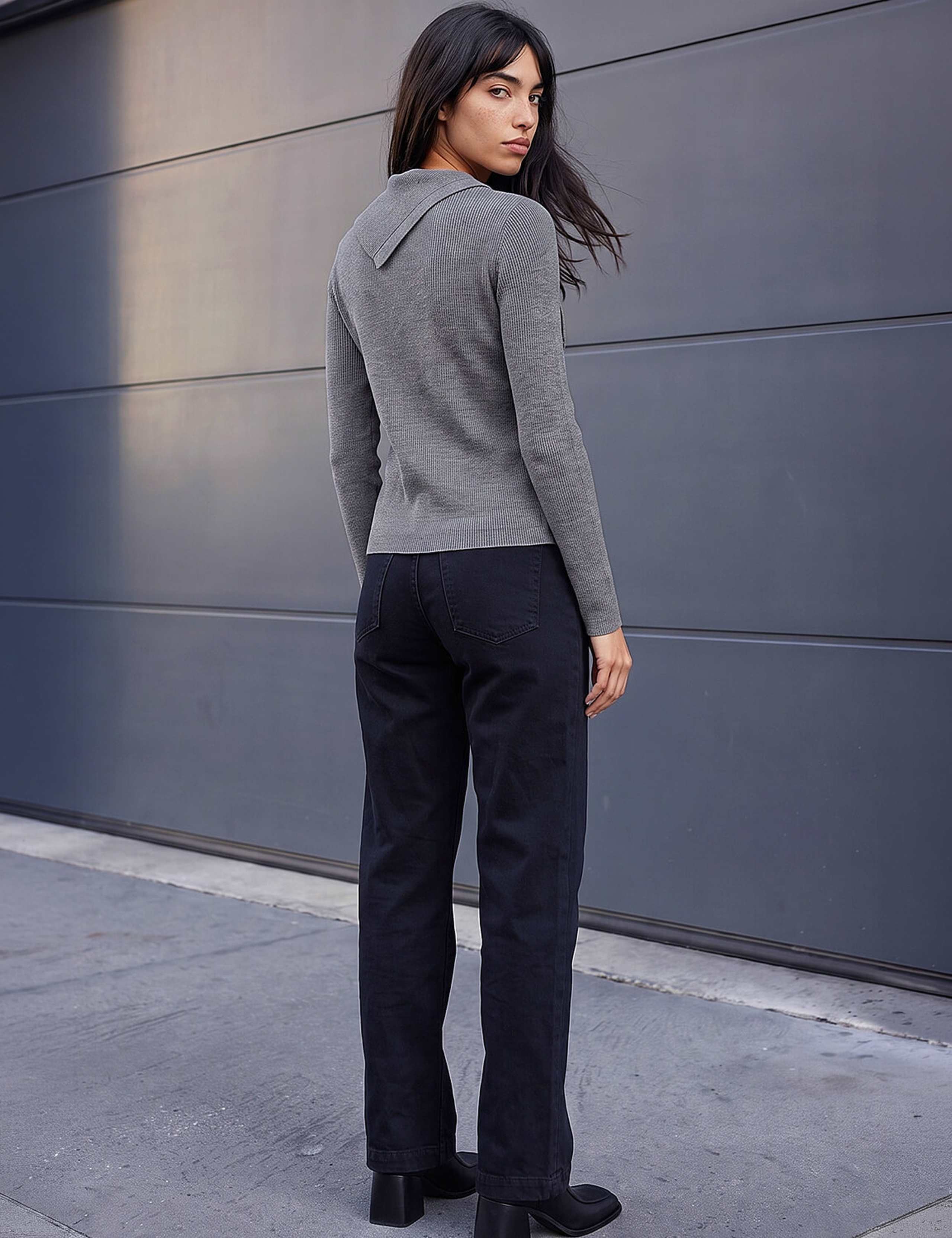 Rayon Blend Open Neck Button Detail Jumper 3 of 4