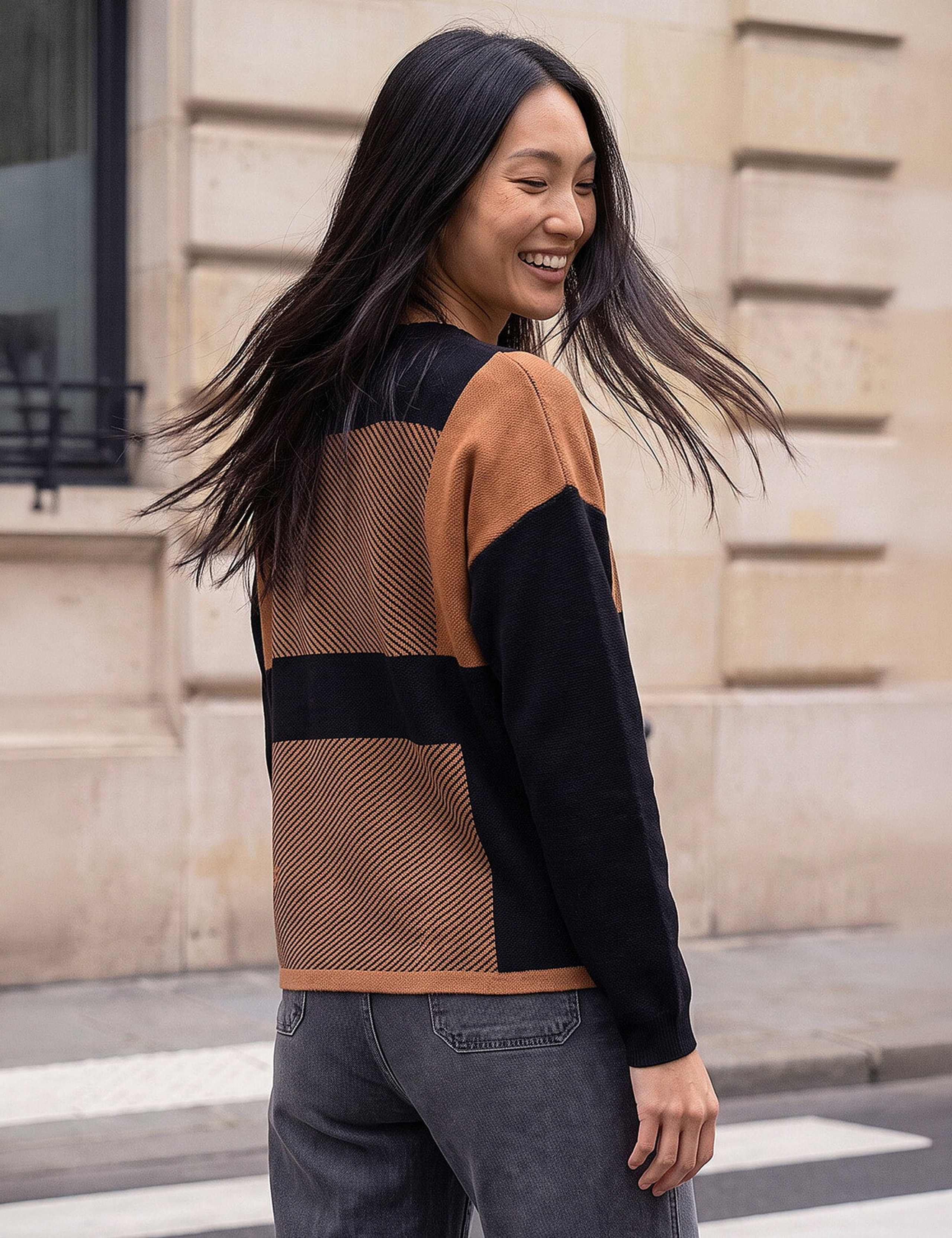 Cotton Blend Colour Block Jumper 3 of 4