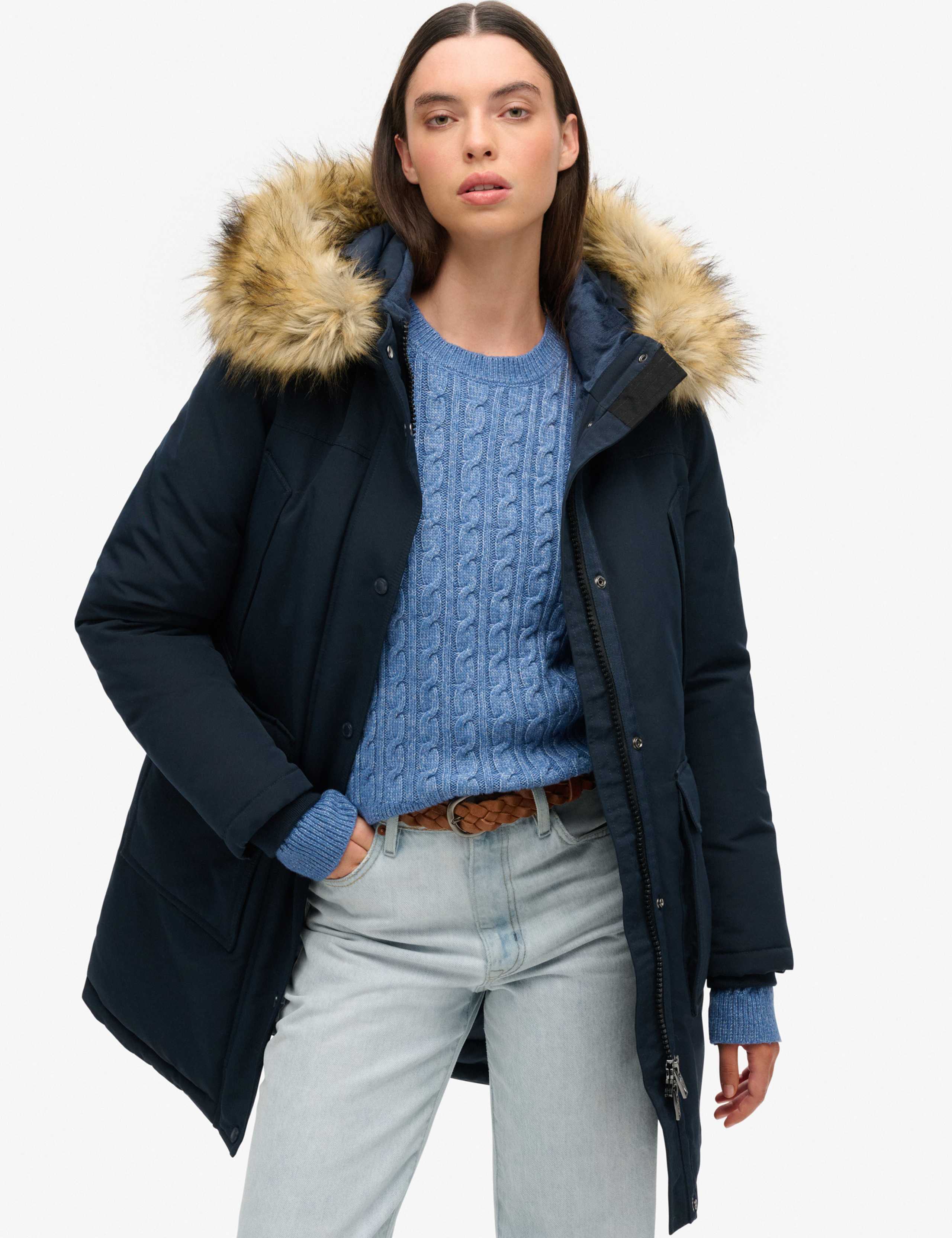 Faux Fur Hooded Parka Coat 2 of 6