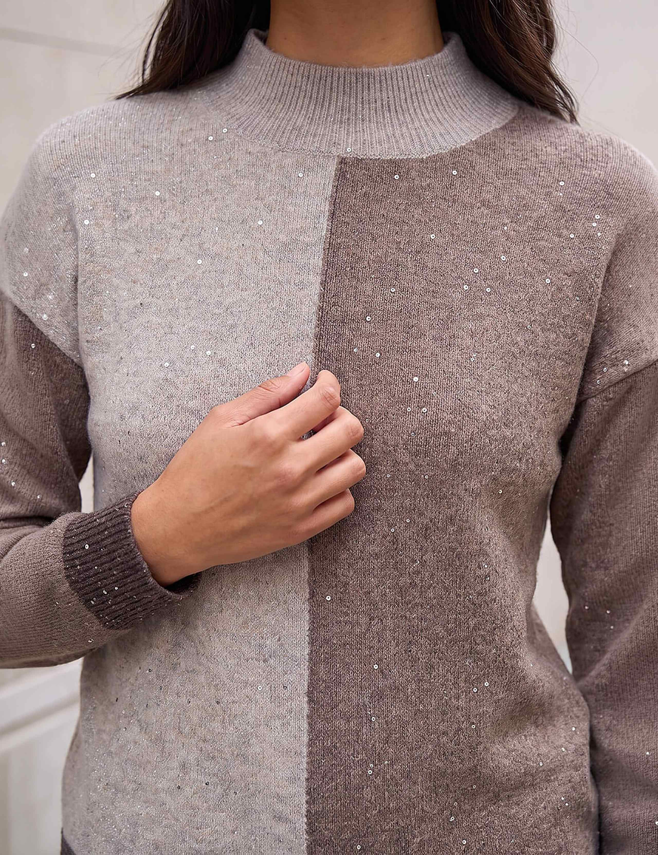 Sequin Colour Block Jumper 4 of 4